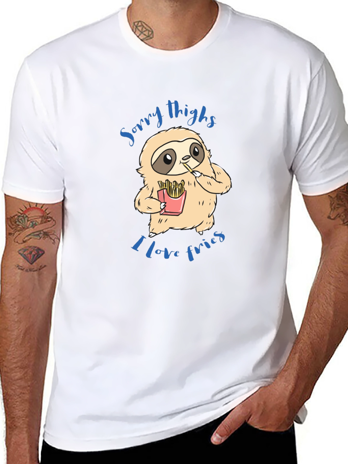 Sloth Sorry Thighs I Love Fries Graphic T-Shirt