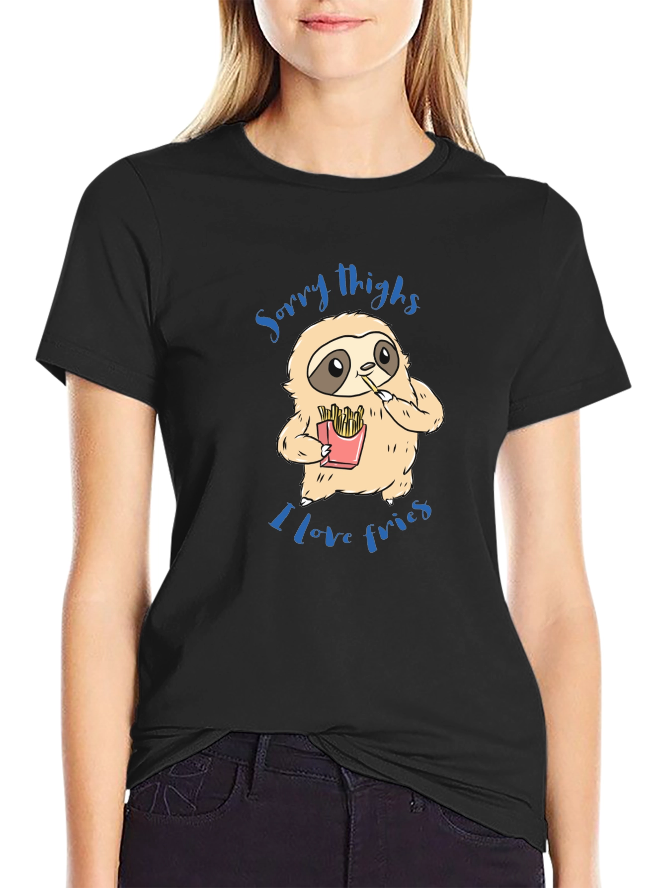 Sloth Sorry Thighs I Love Fries Graphic T-Shirt