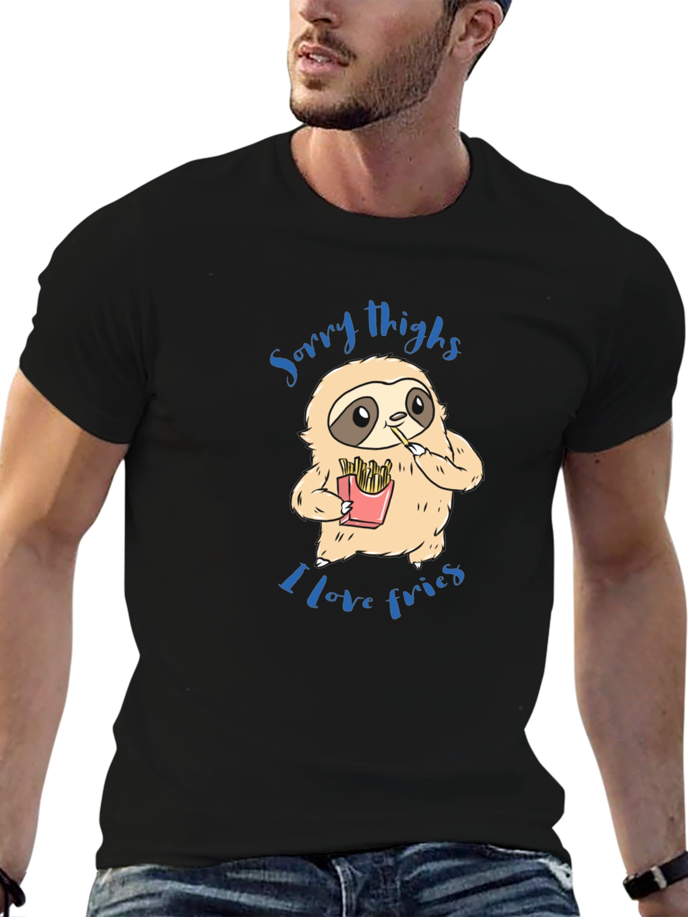Sloth Sorry Thighs I Love Fries Graphic T-Shirt
