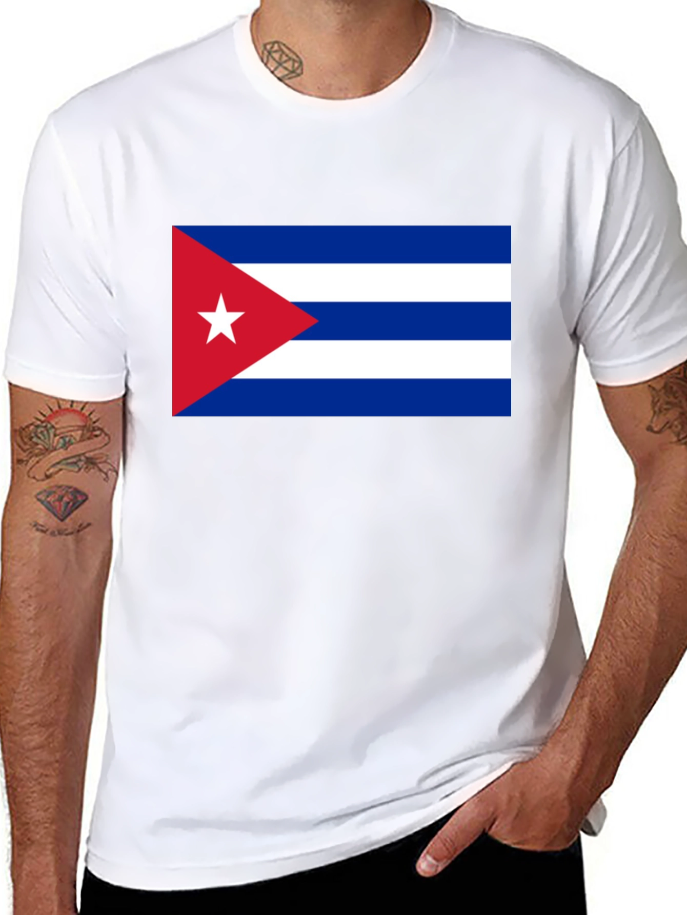 Cuba Flag T-Shirt - Black Cotton Tee