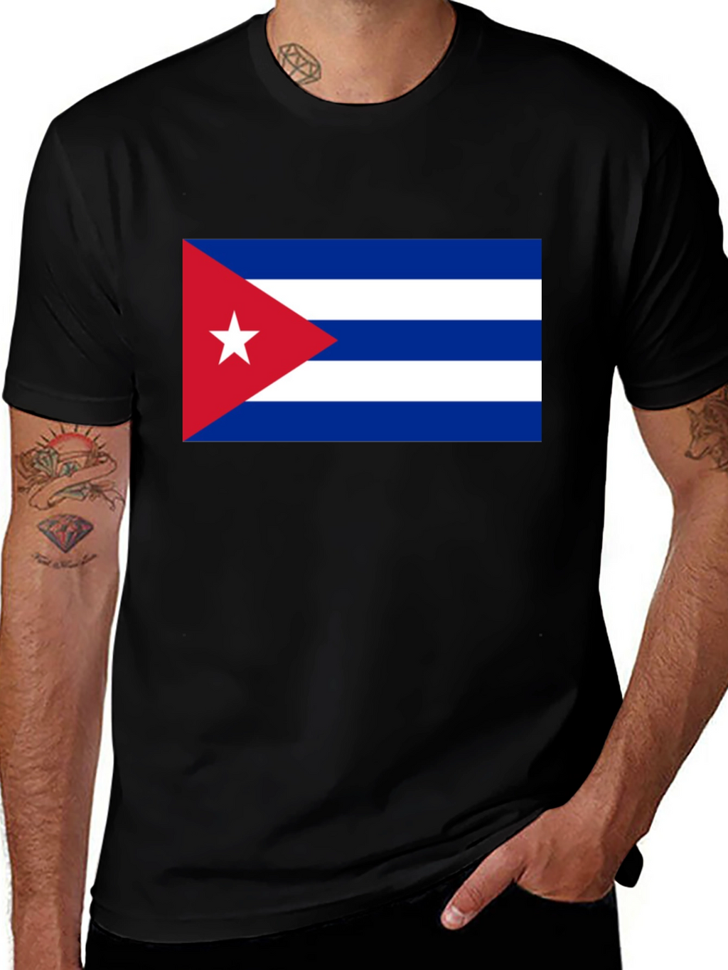 Cuba Flag T-Shirt - Black Cotton Tee