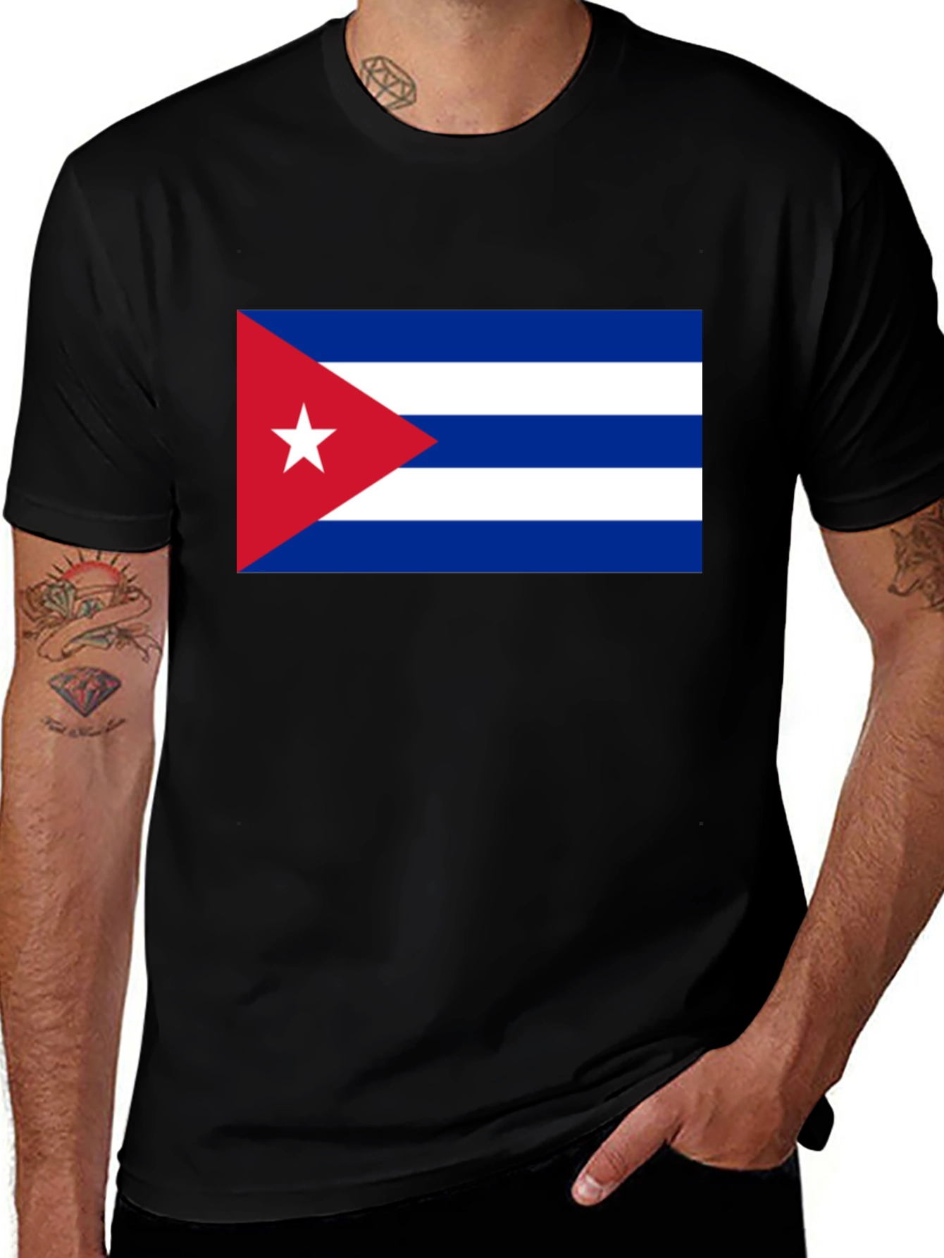 Cuba Flag T-Shirt - Black Cotton Tee