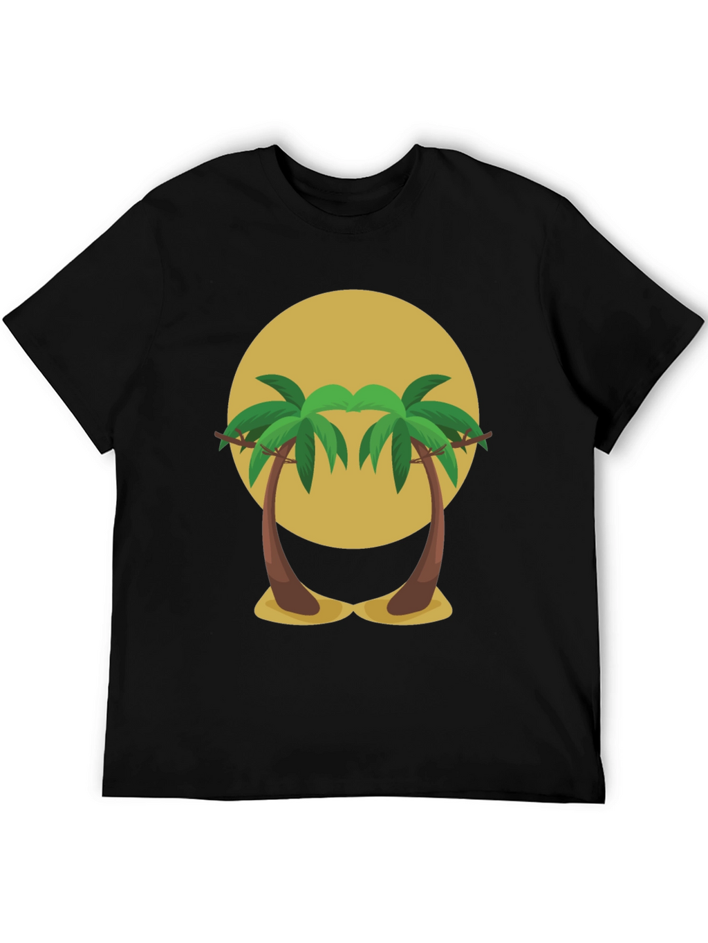 Tropical Palm Tree Sunset Graphic Tee - Black