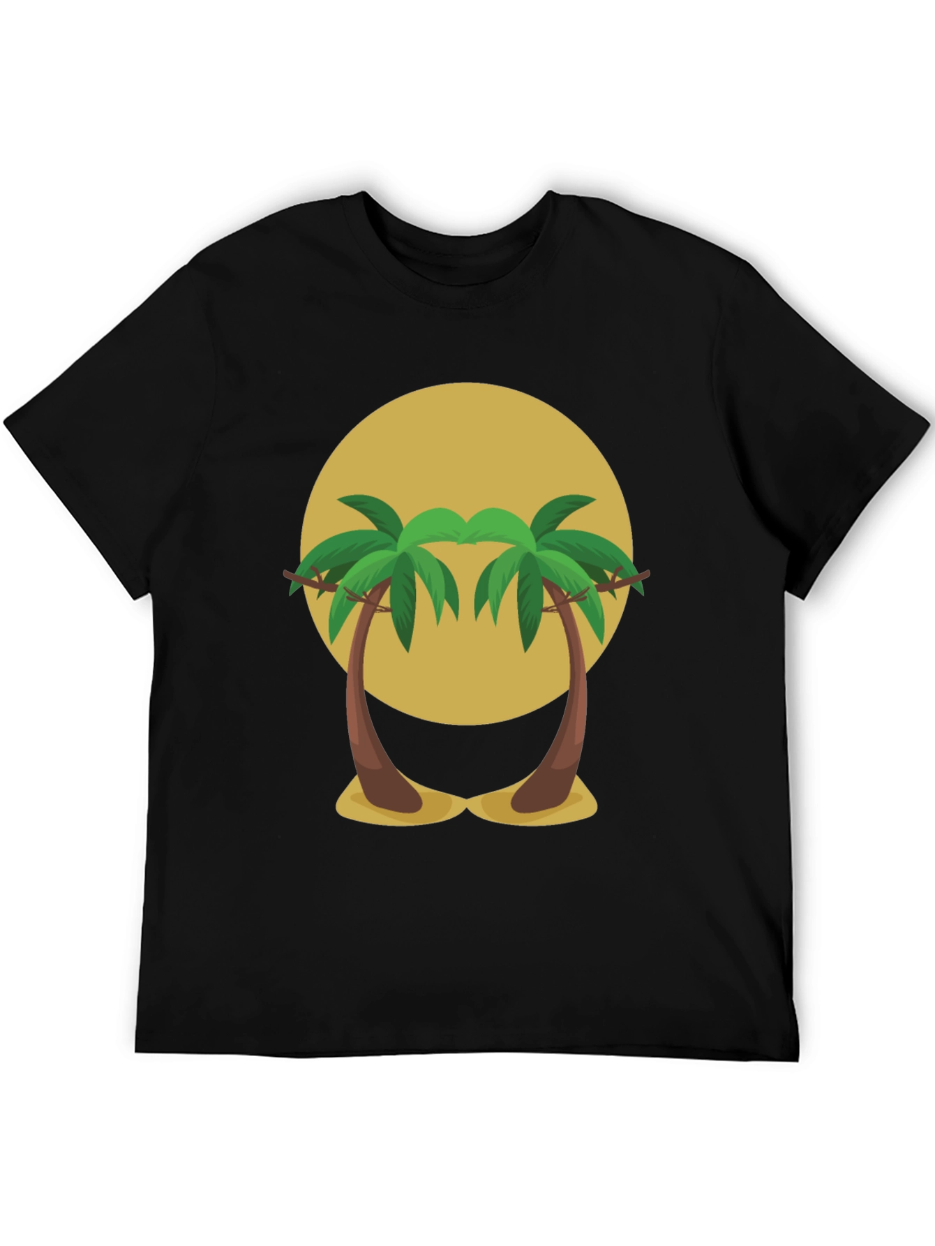 Tropical Palm Tree Sunset Graphic Tee - Black