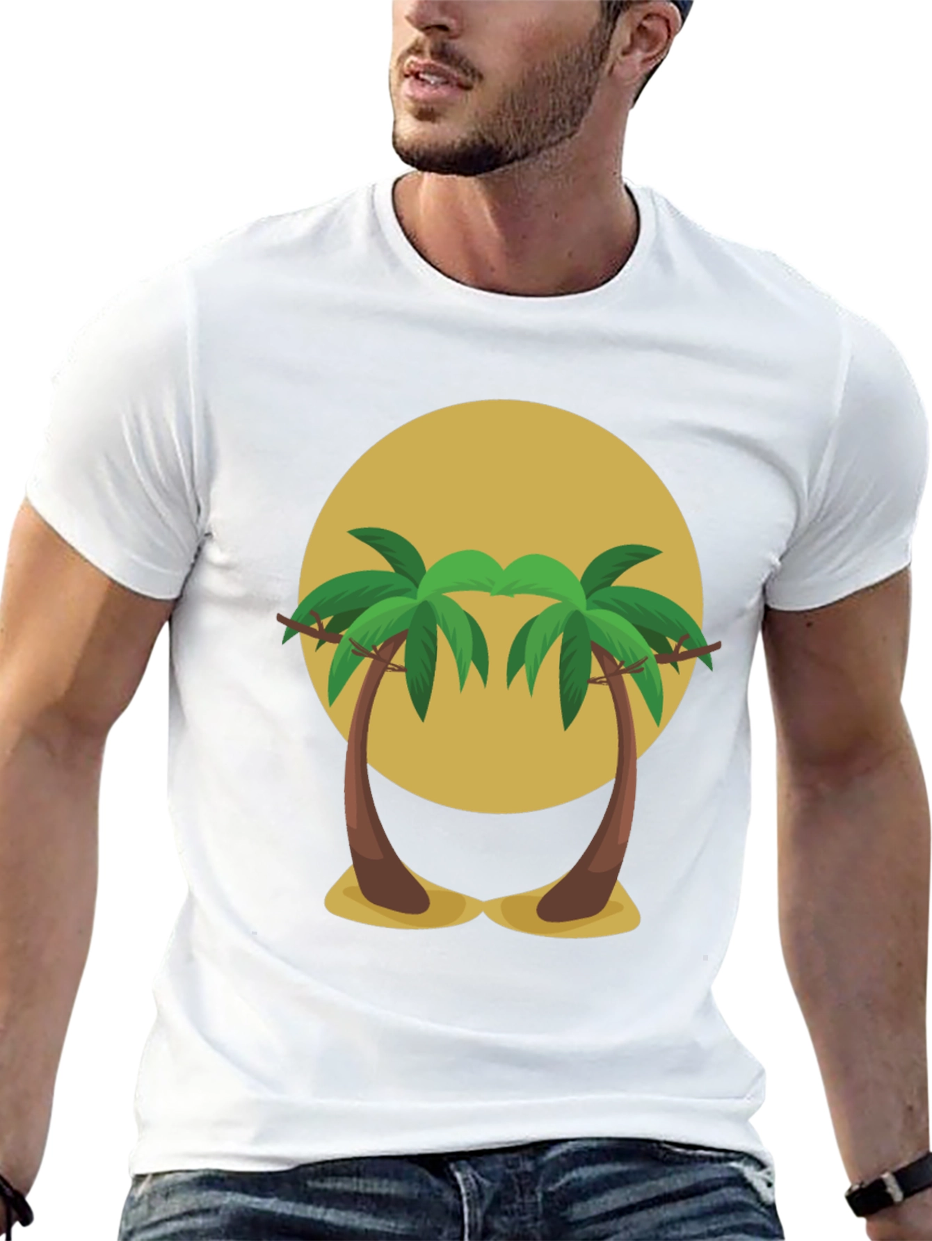 Tropical Palm Tree Sunset Graphic Tee - Black
