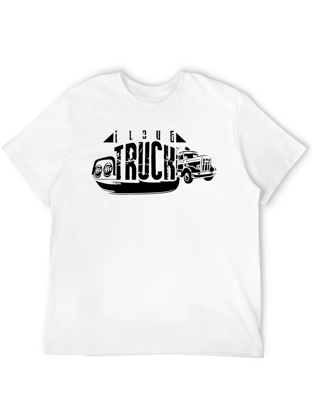 I Love Truck Graphic Print Black T-Shirt