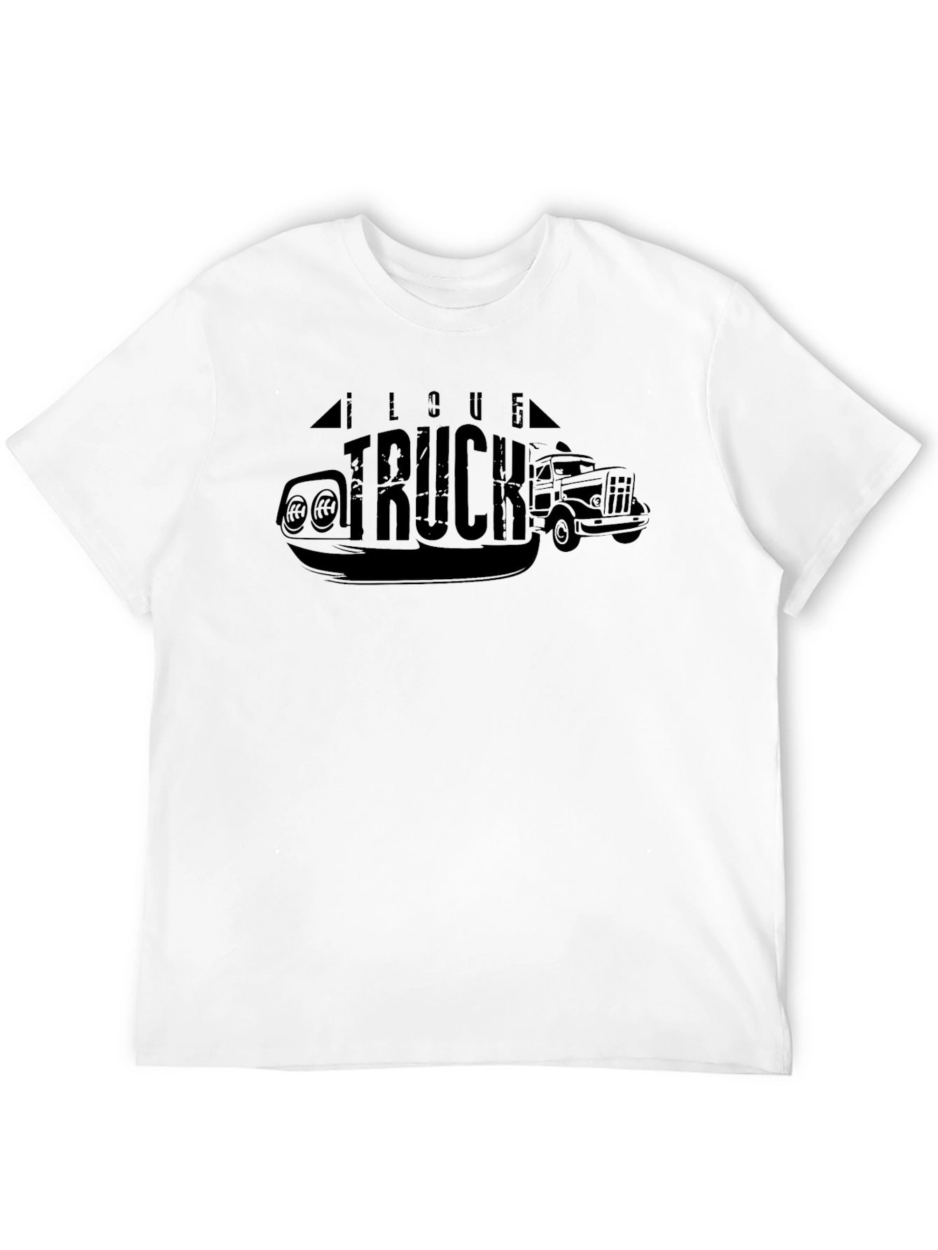 I Love Truck Graphic Print Black T-Shirt