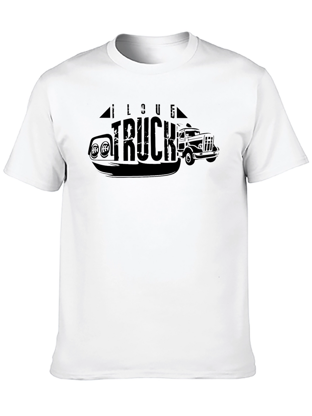 I Love Truck Graphic Print Black T-Shirt