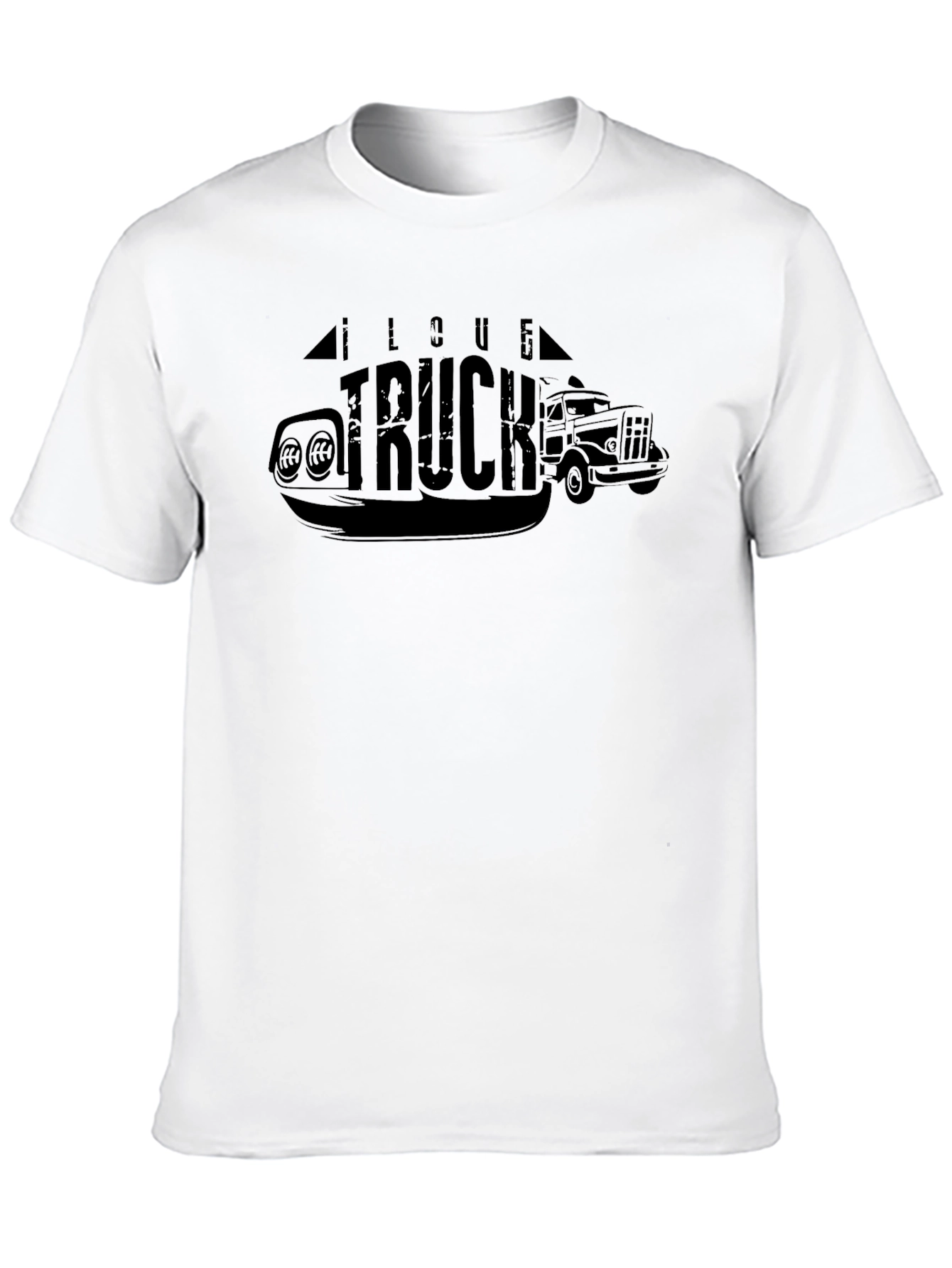 I Love Truck Graphic Print Black T-Shirt