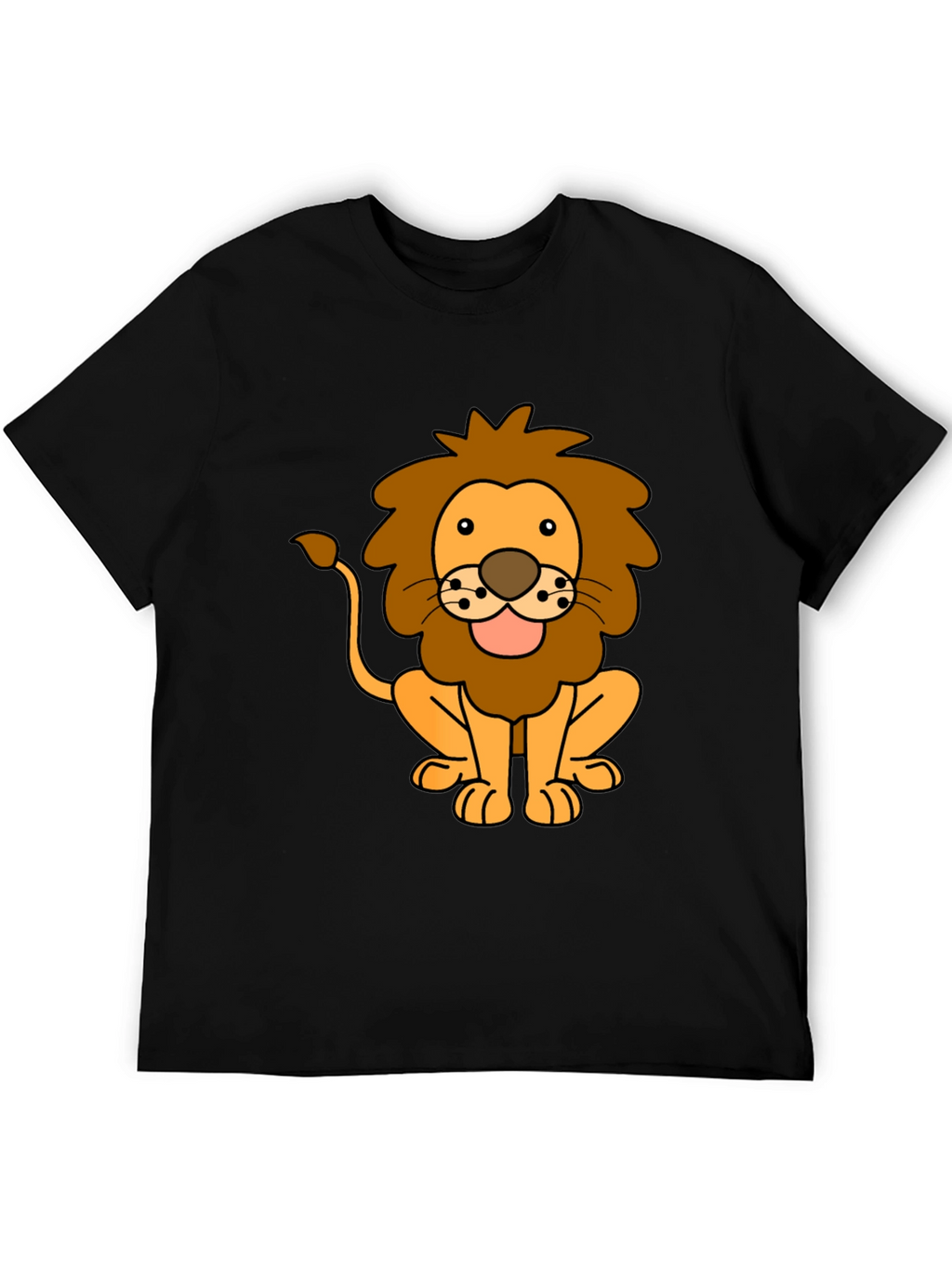 Lion Cartoon Black T-Shirt