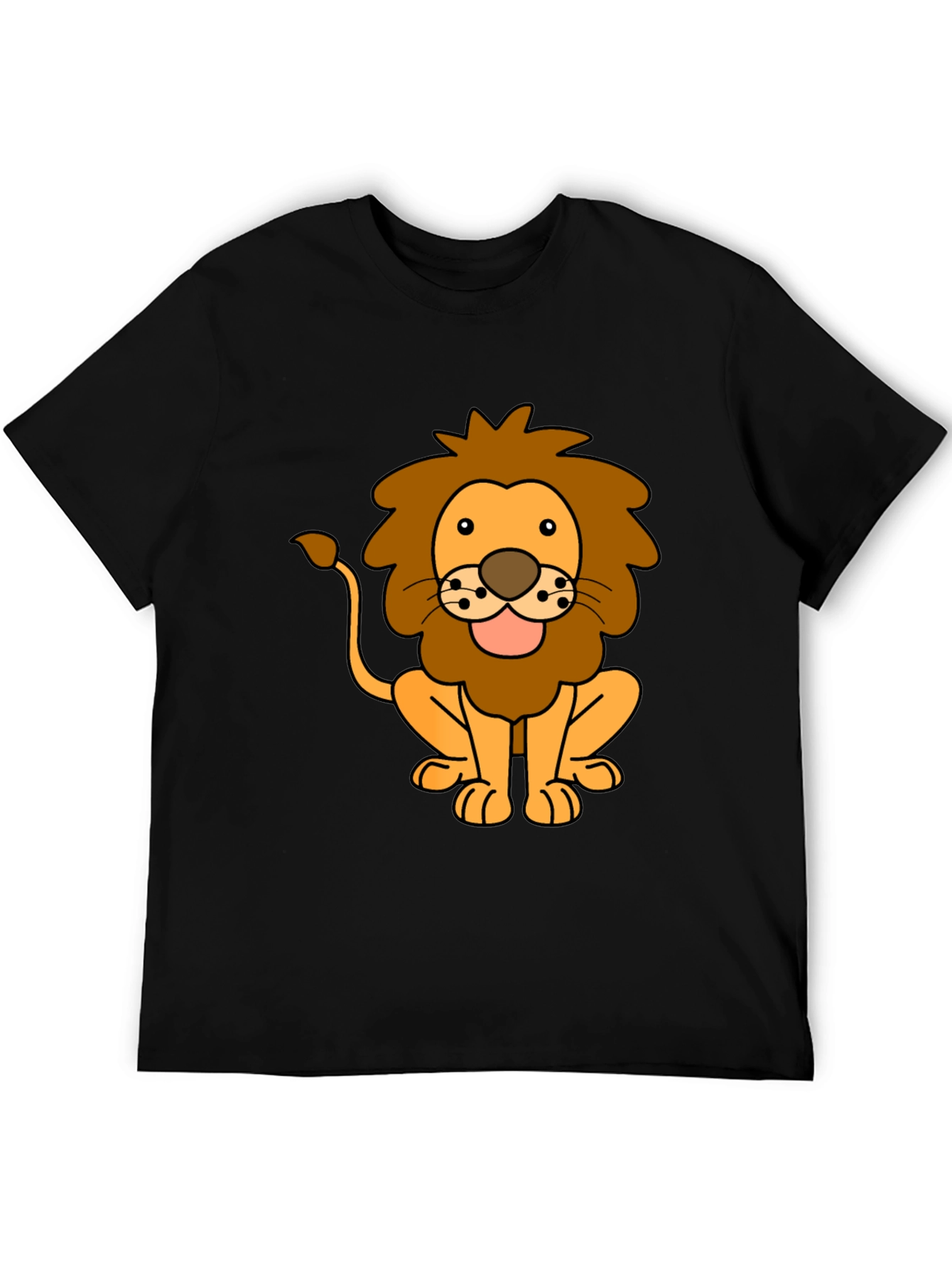 Lion Cartoon Black T-Shirt