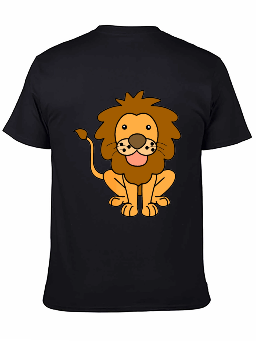 Lion Cartoon Black T-Shirt