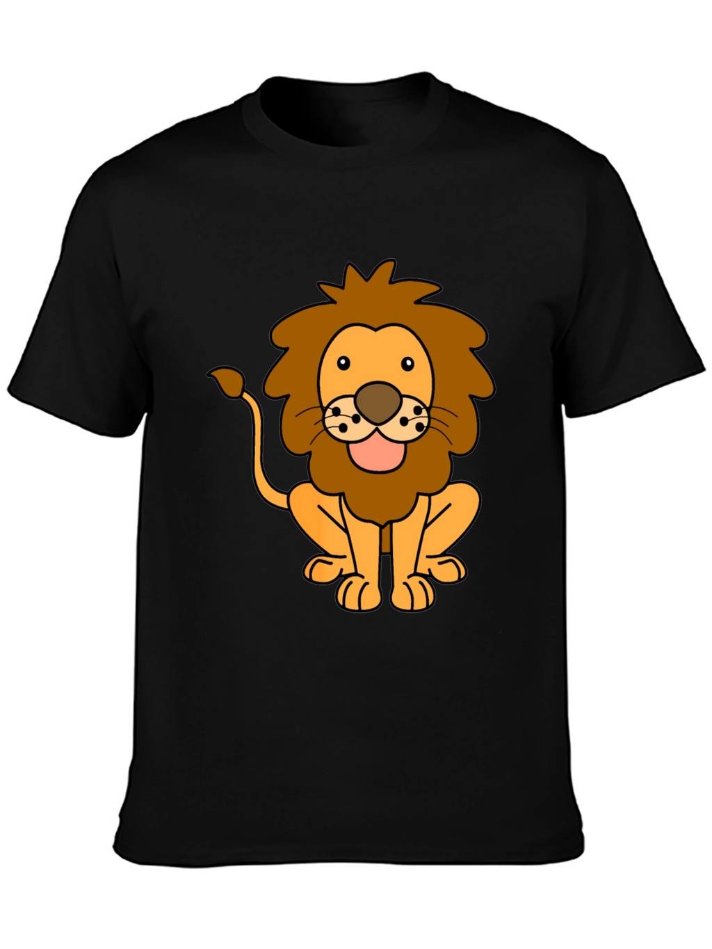 Lion Cartoon Black T-Shirt