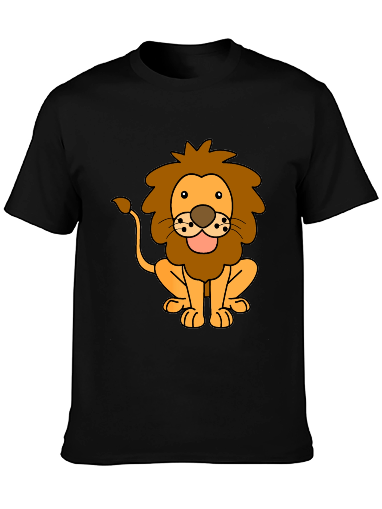 Lion Cartoon Black T-Shirt