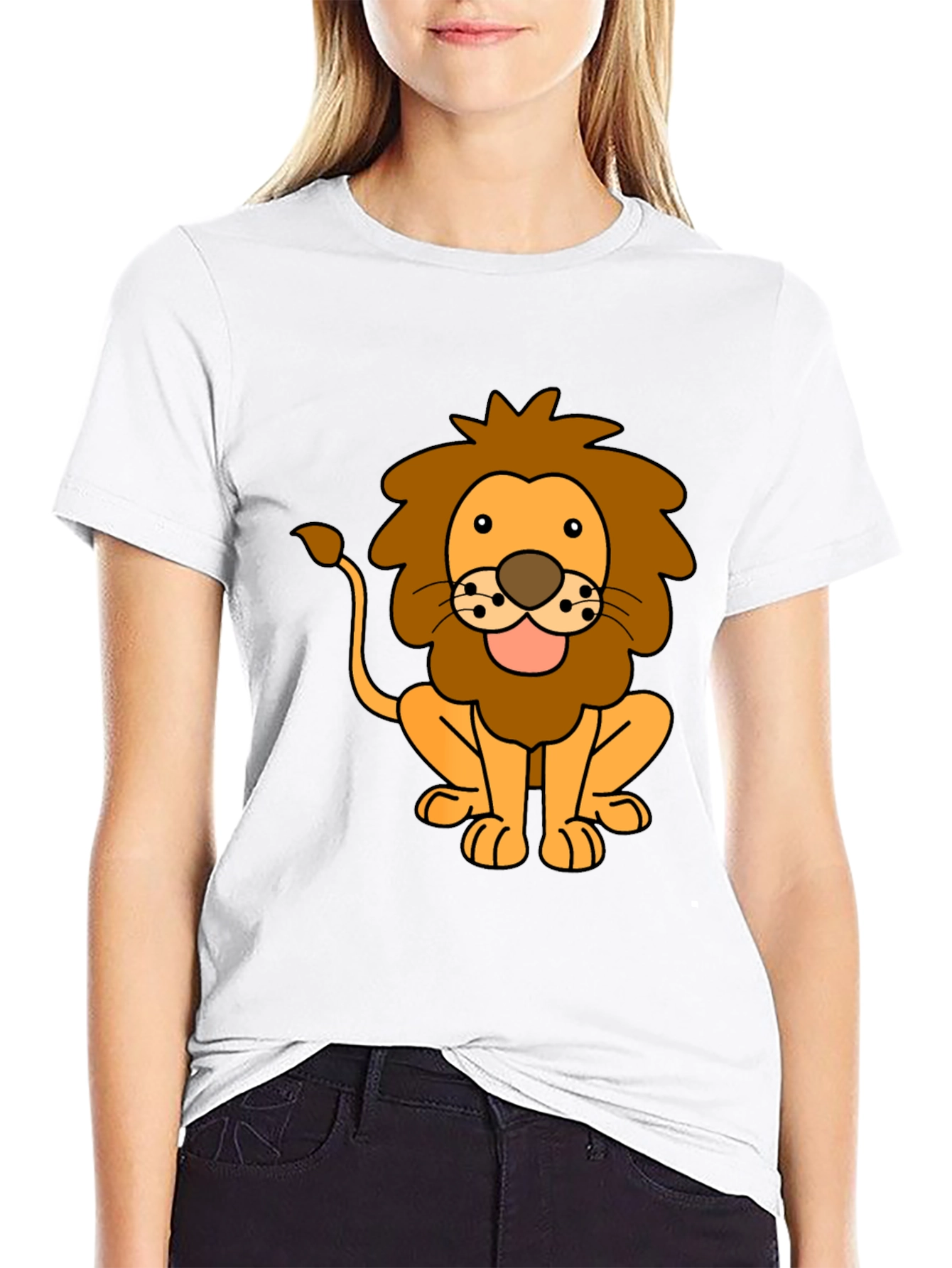 Lion Cartoon Black T-Shirt