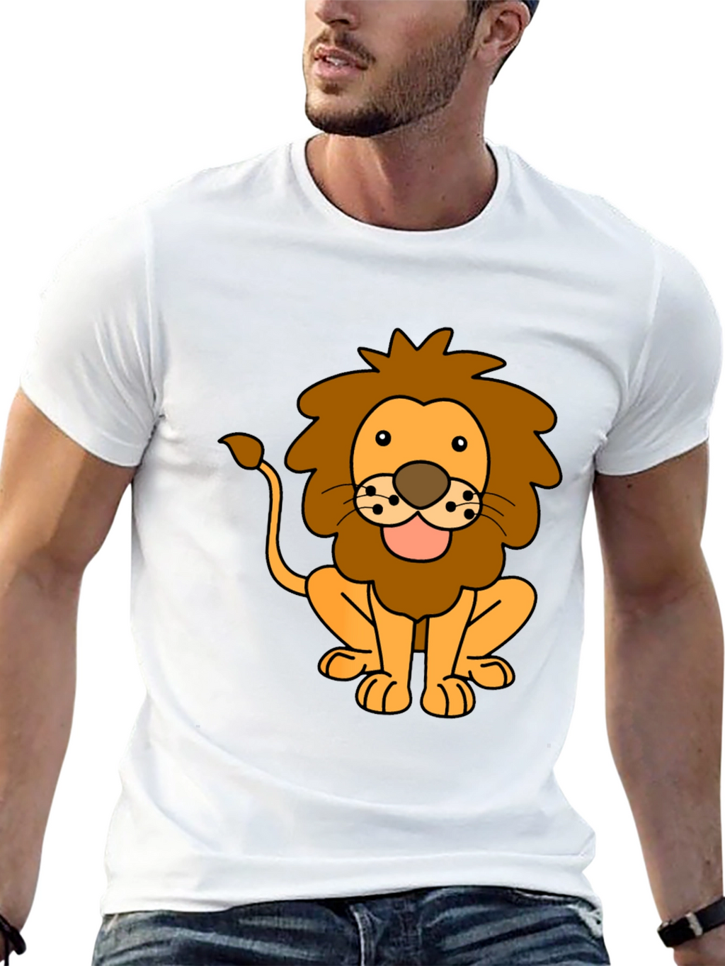 Lion Cartoon Black T-Shirt