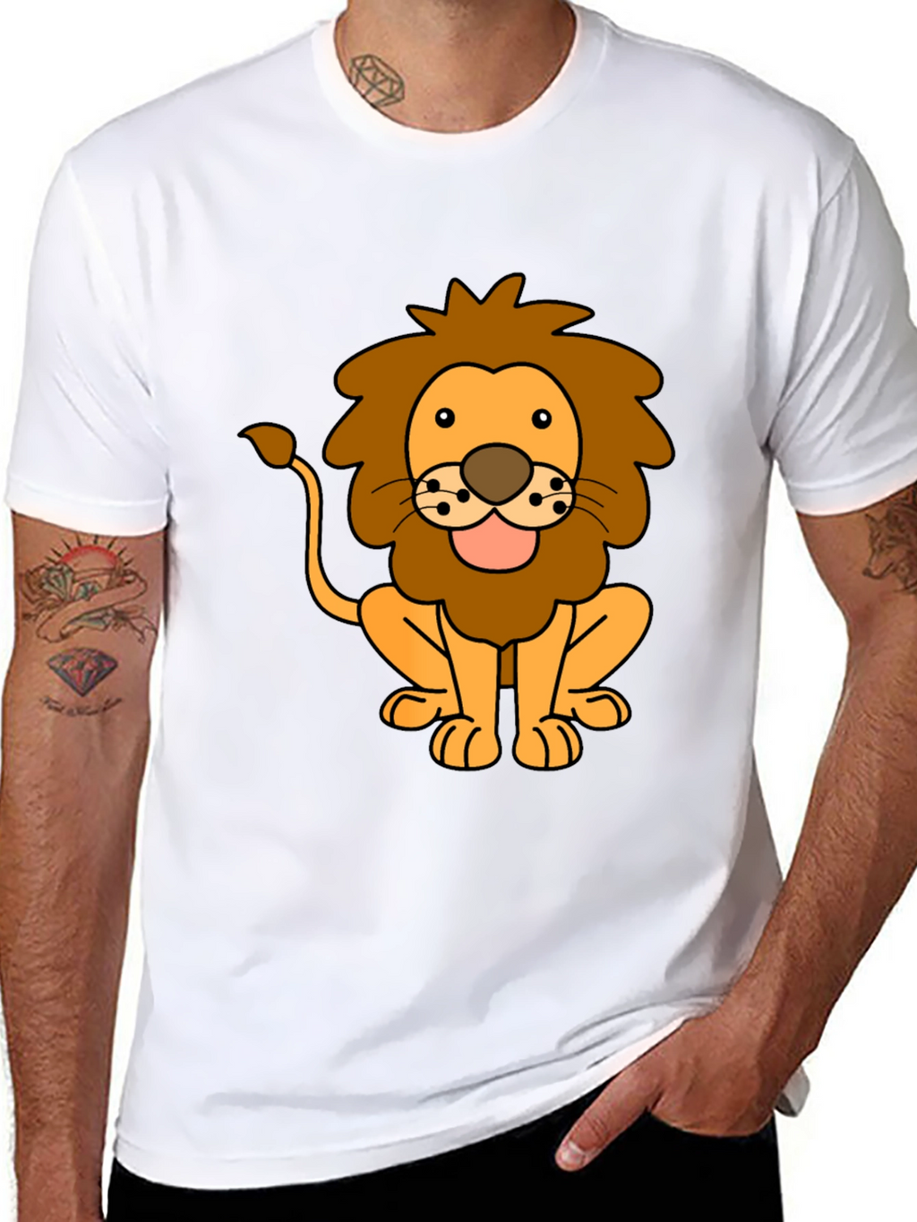 Lion Cartoon Black T-Shirt
