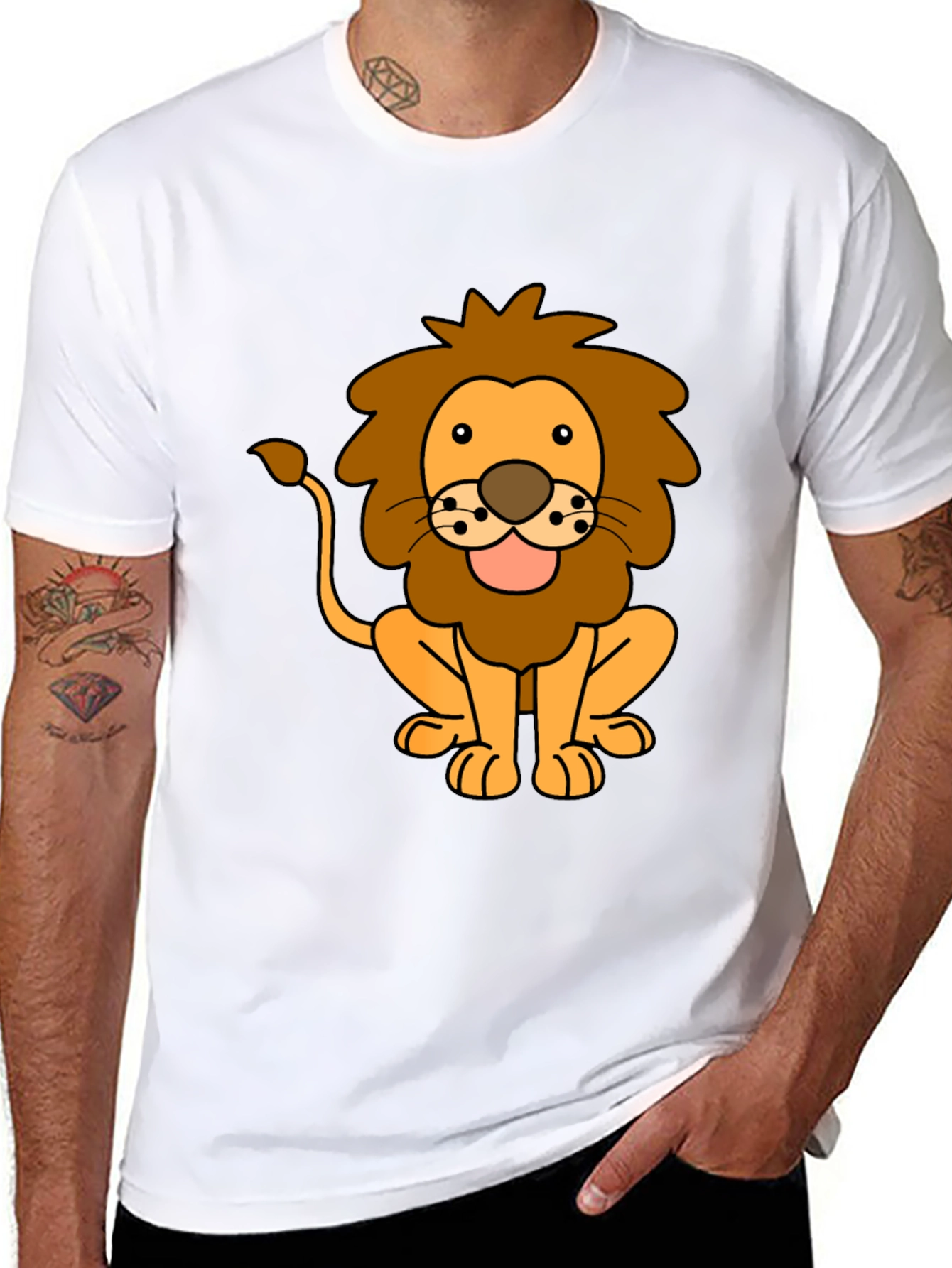 Lion Cartoon Black T-Shirt