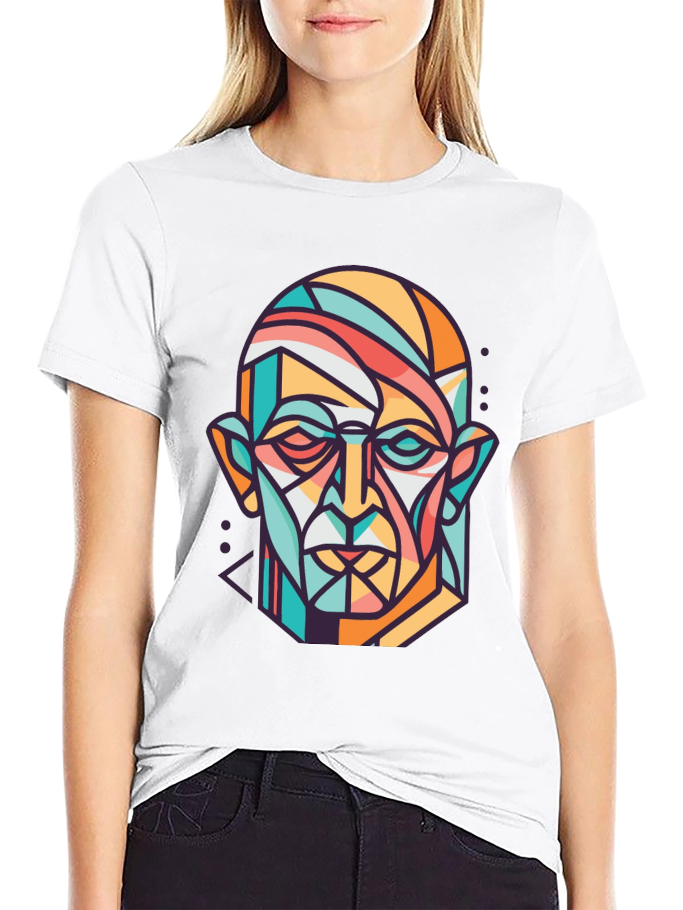 Abstract Geometric Face Graphic Print T-Shirt