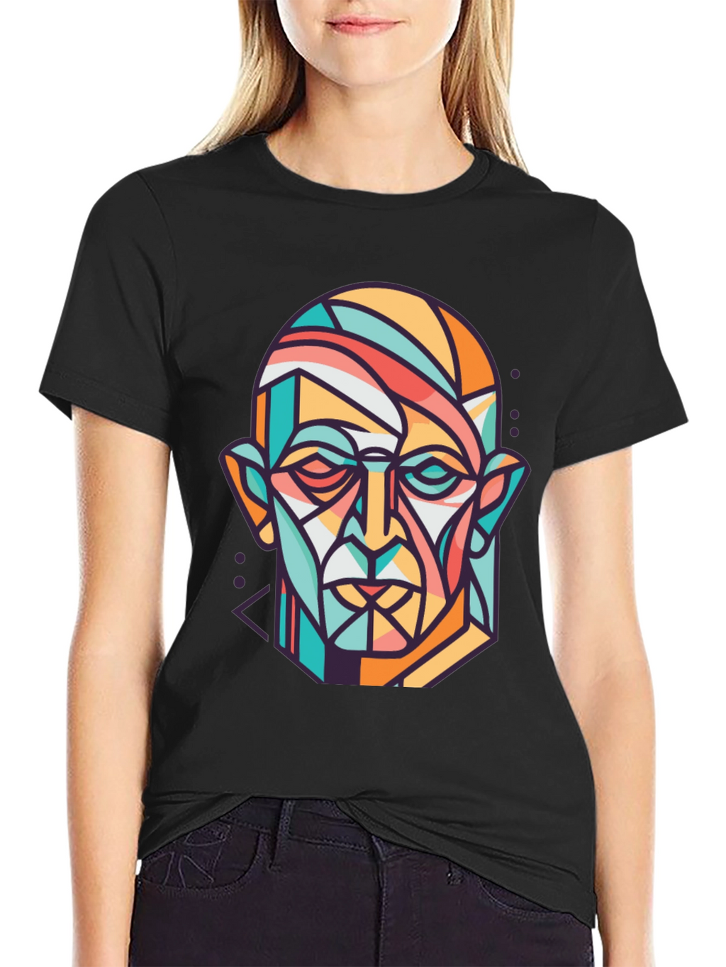 Abstract Geometric Face Graphic Print T-Shirt