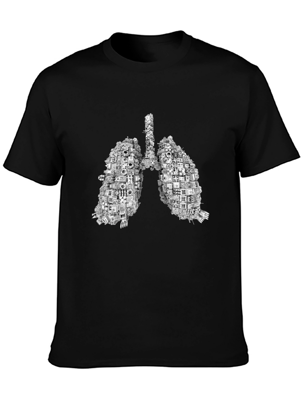 Anatomical Lungs Graphic Print Black T-Shirt