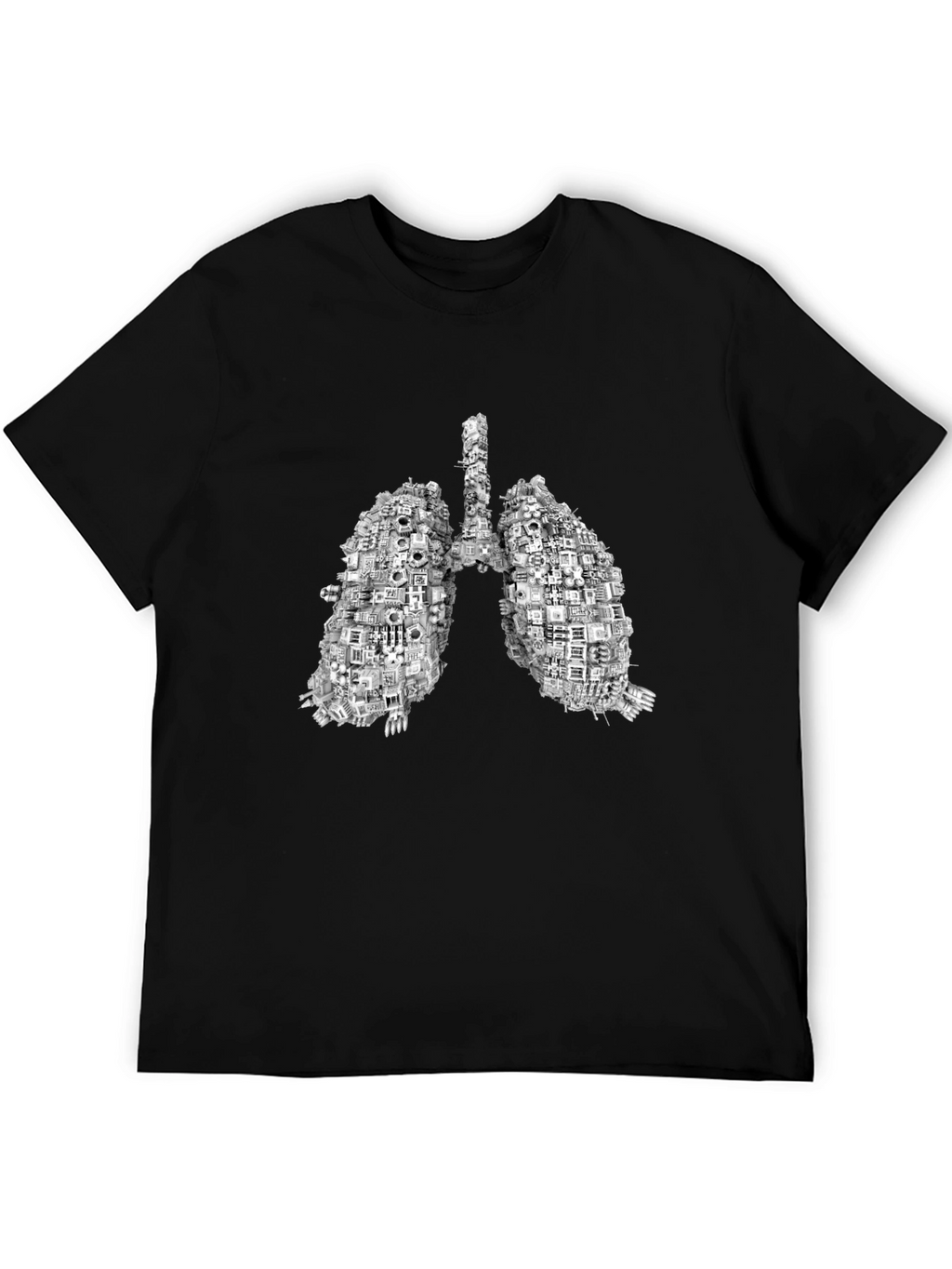 Anatomical Lungs Graphic Print Black T-Shirt