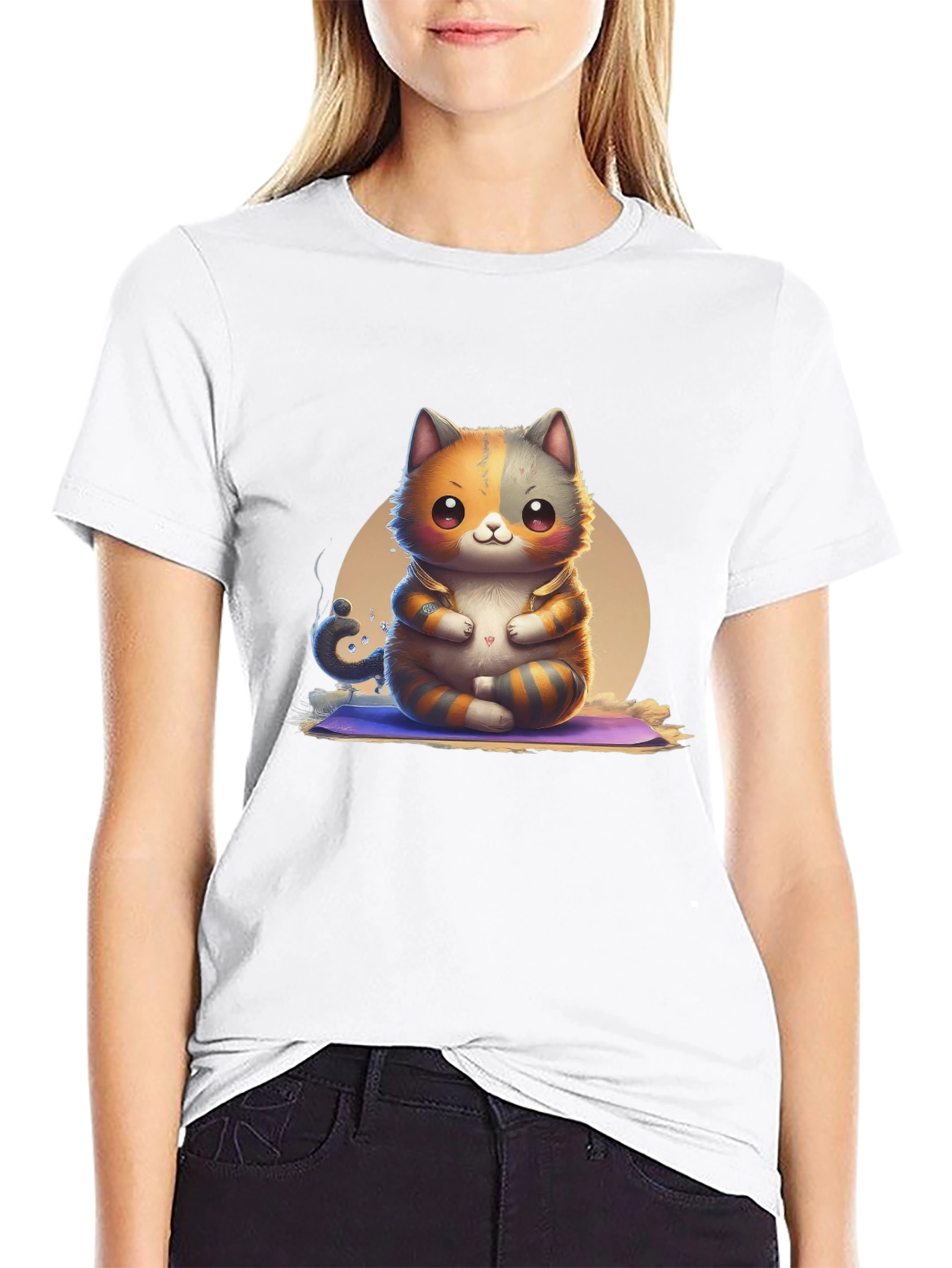 Zen Cat T-Shirt: Meditating Kitten Design