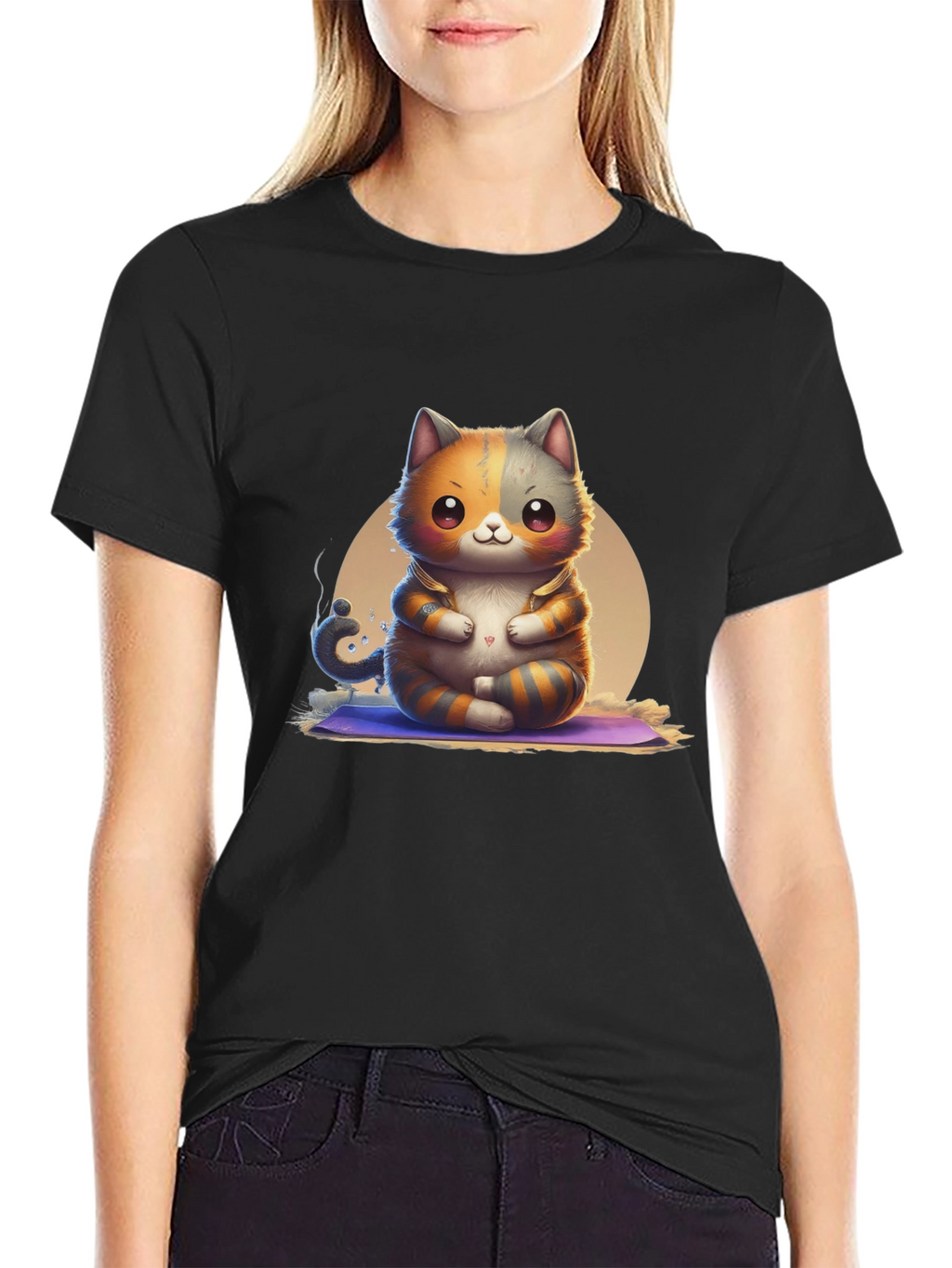 Zen Cat T-Shirt: Meditating Kitten Design