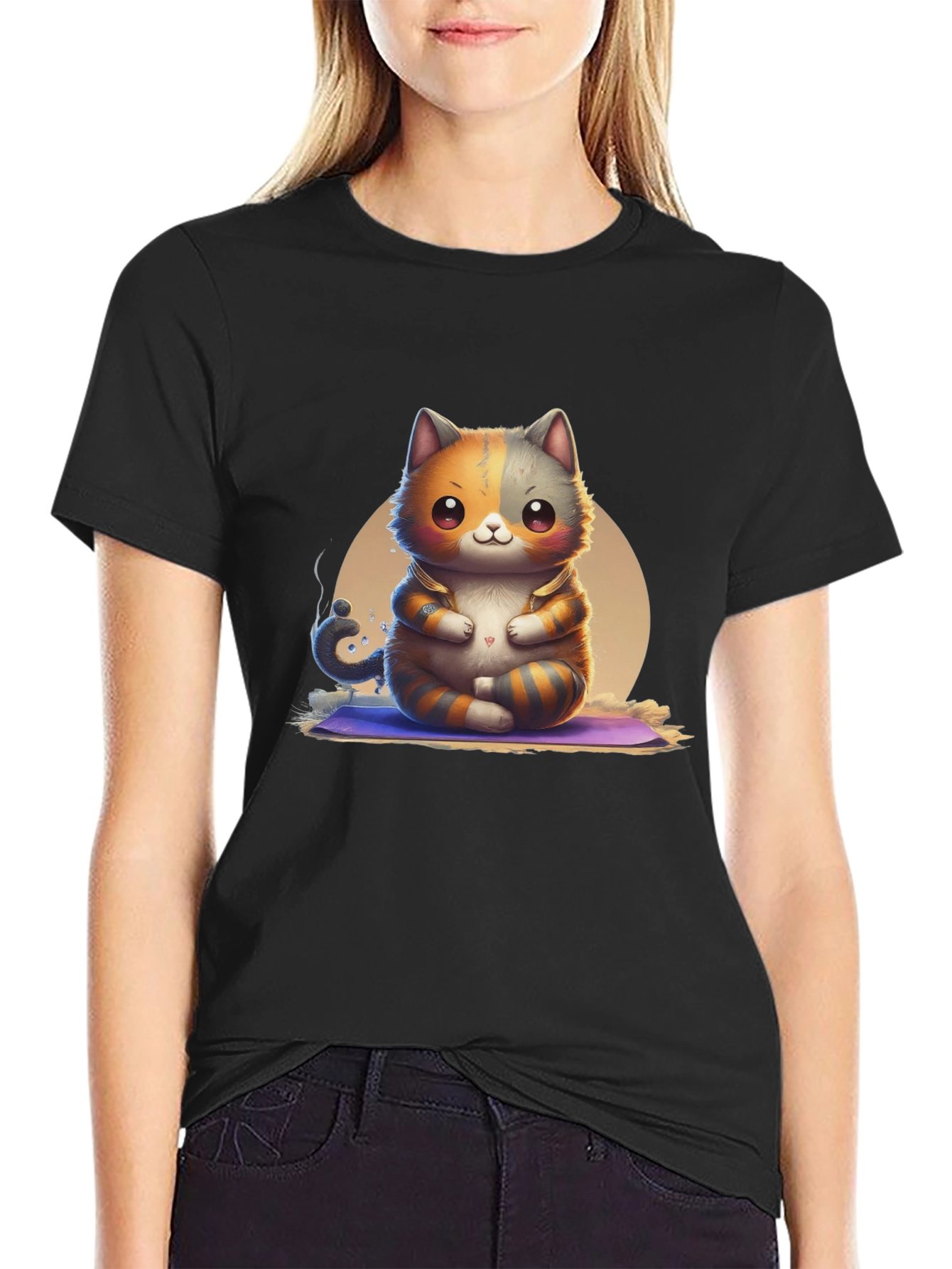 Zen Cat T-Shirt: Meditating Kitten Design