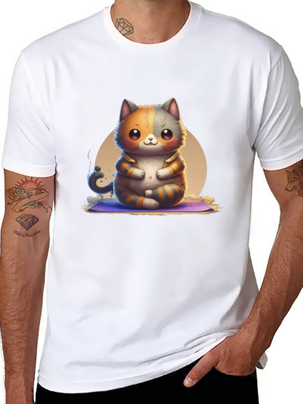 Zen Cat T-Shirt: Meditating Kitten Design