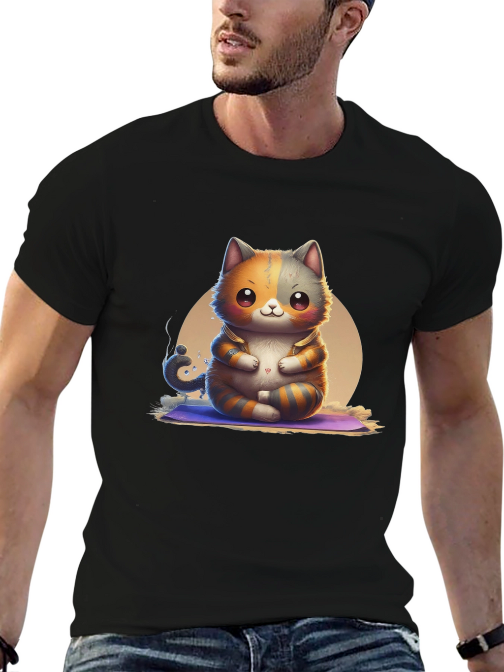 Zen Cat T-Shirt: Meditating Kitten Design