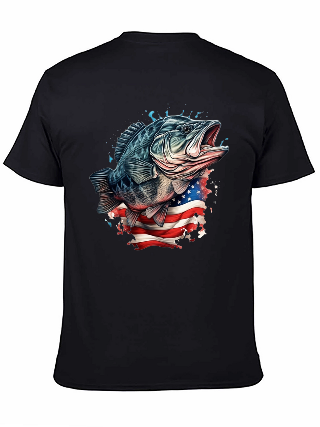 Bass Fish American Flag Graphic Tee
