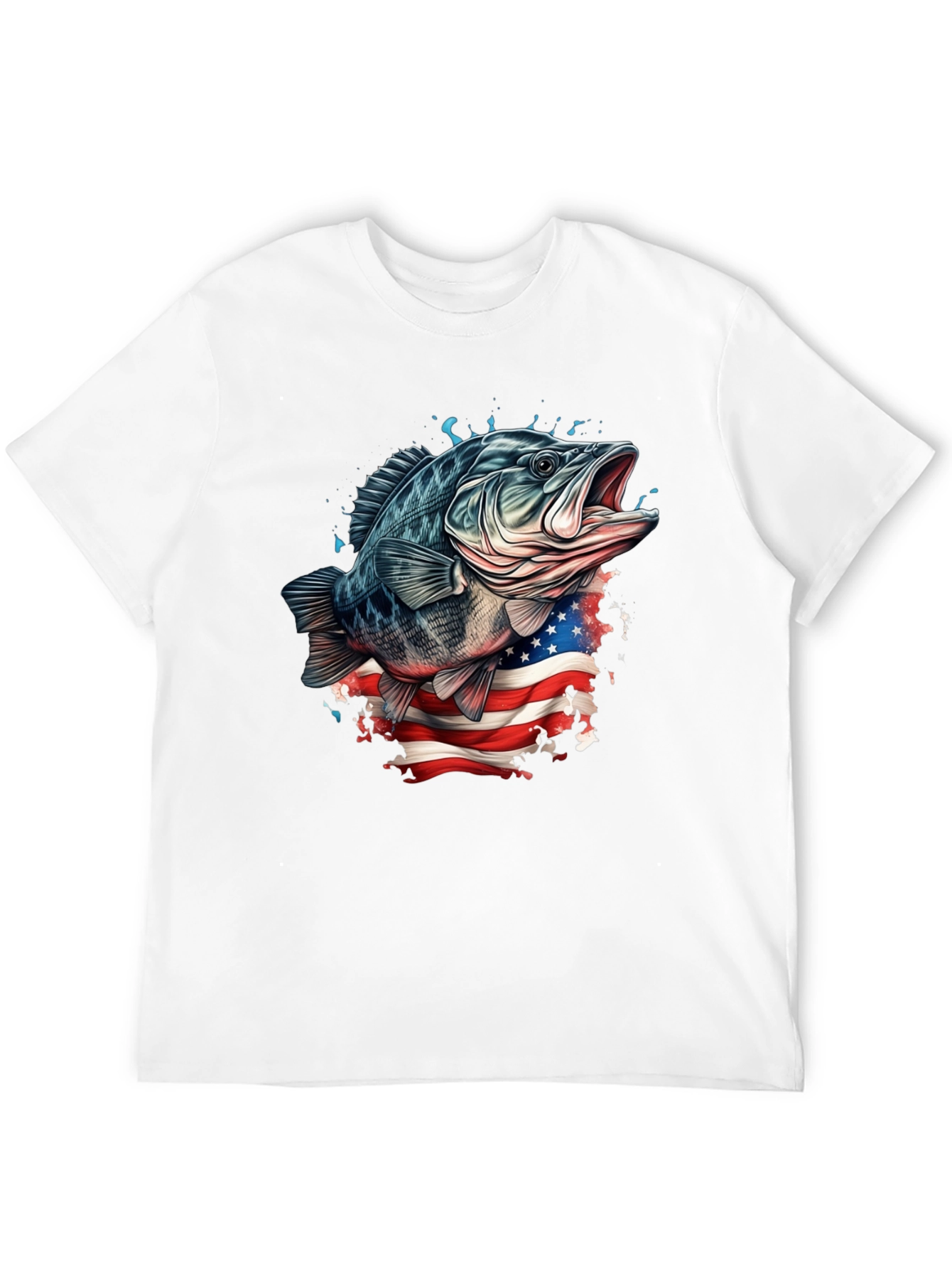 Bass Fish American Flag Graphic Tee