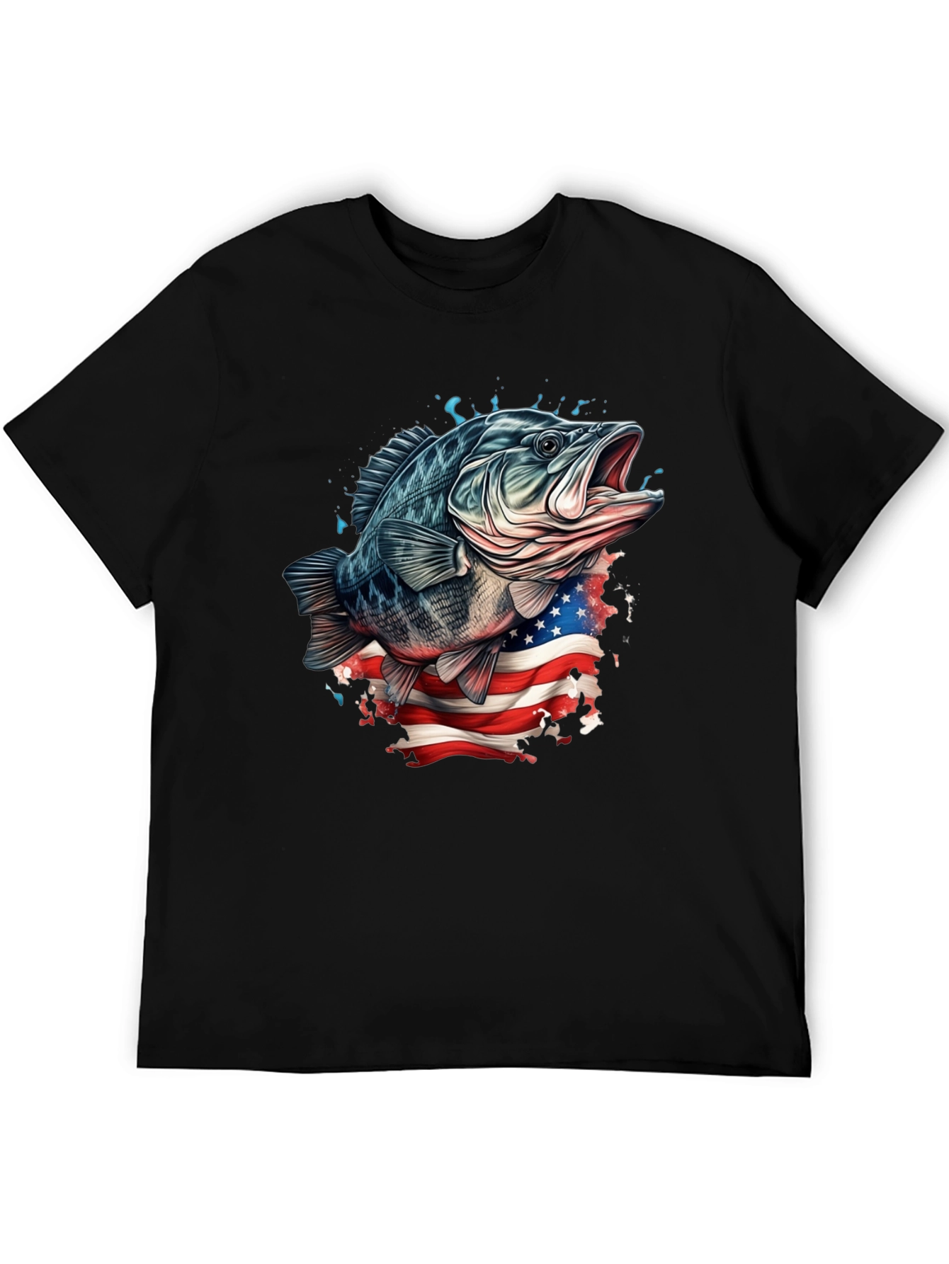 Bass Fish American Flag Graphic Tee