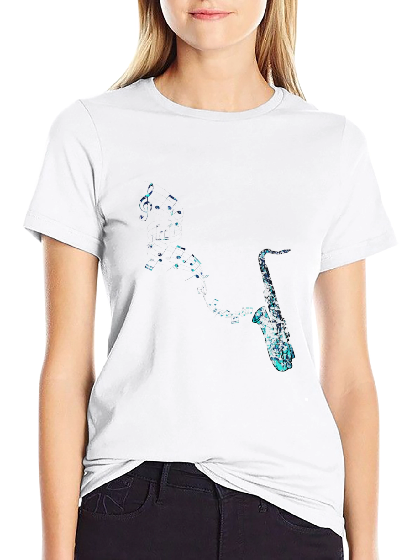 Cool Saxophone Music Notes Graphic T-Shirt