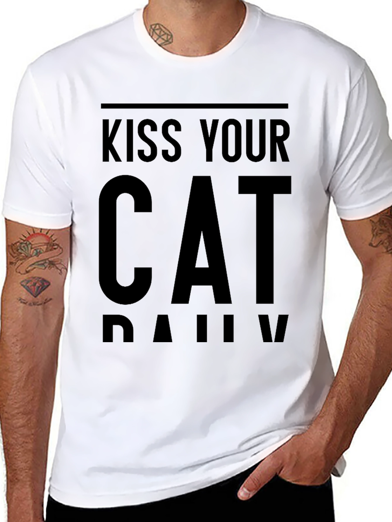 Kiss Your Cat Daily Black T-Shirt