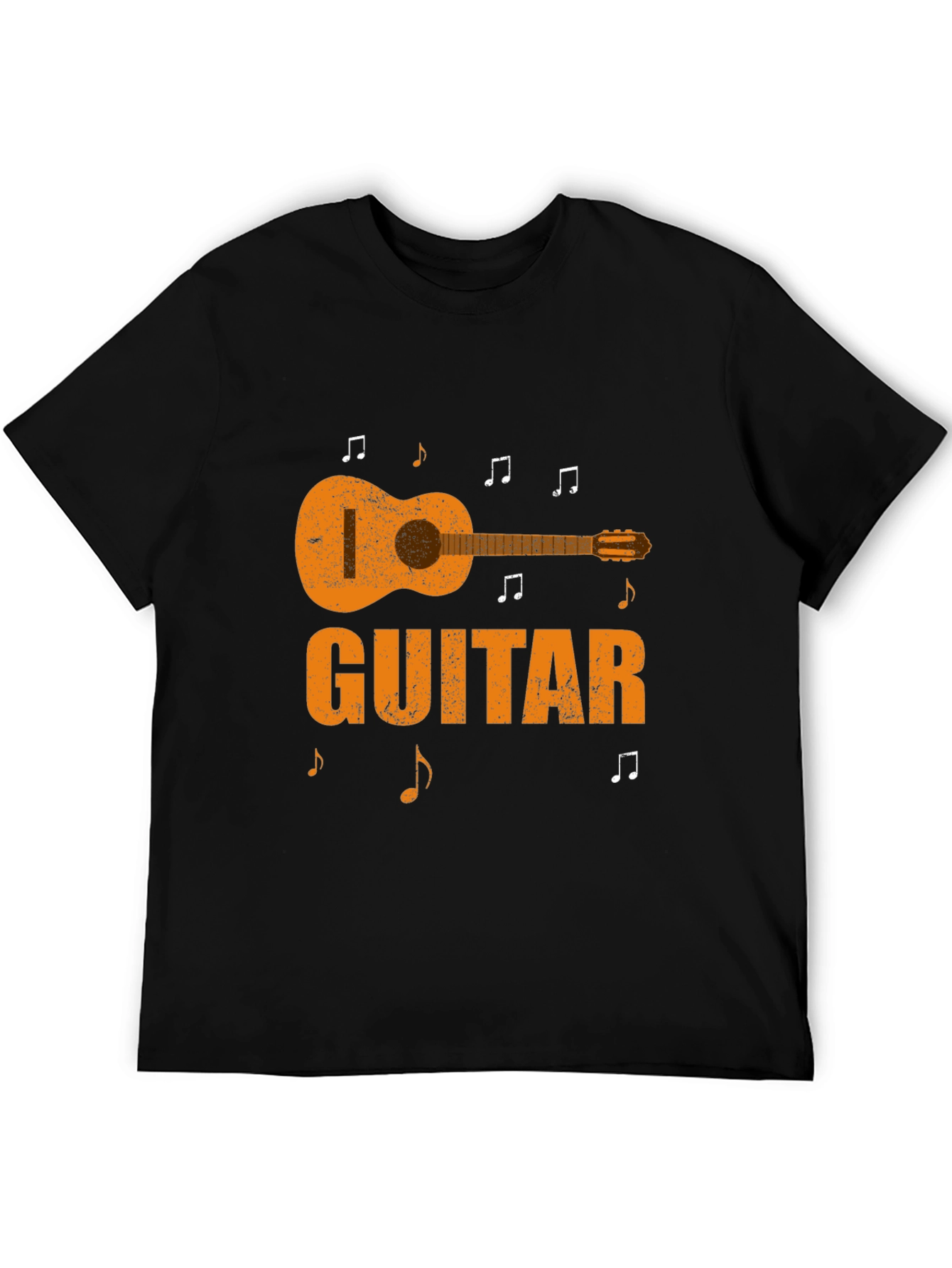 Guitar Graphic Print Black T-Shirt