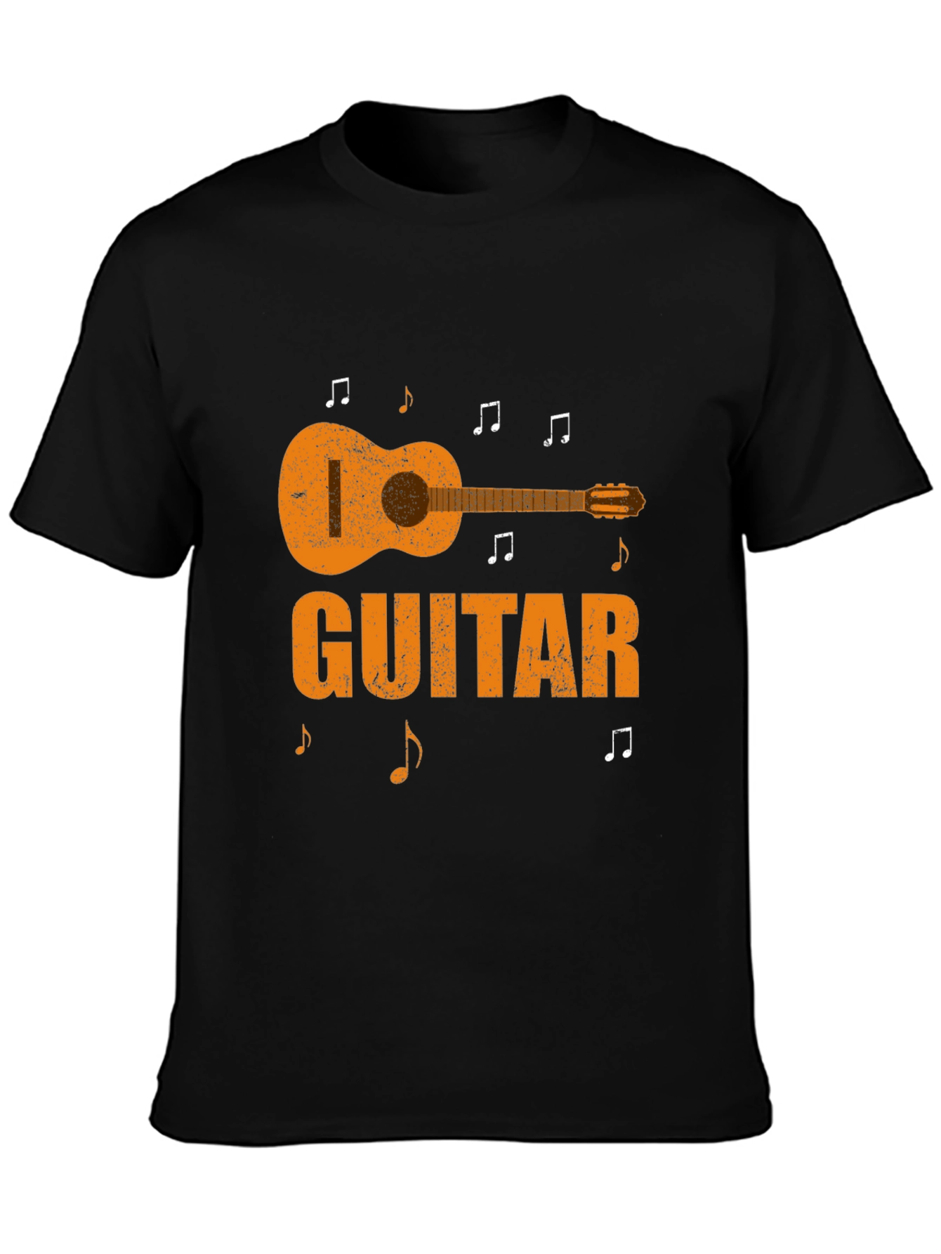Guitar Graphic Print Black T-Shirt
