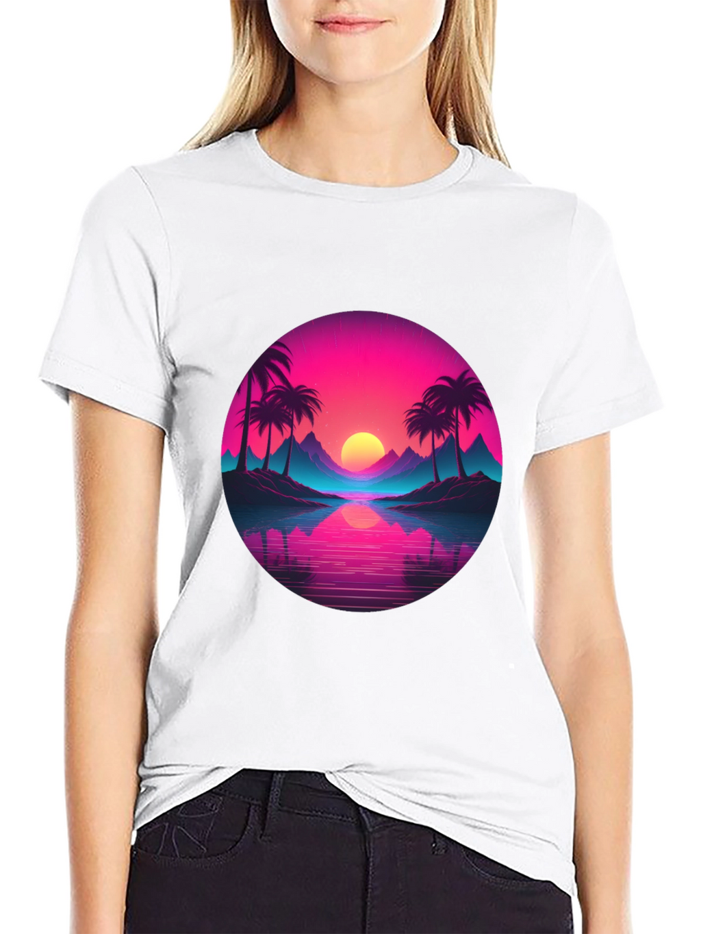 Retro Sunset Palm T-Shirt - Vibrant Graphic Tee