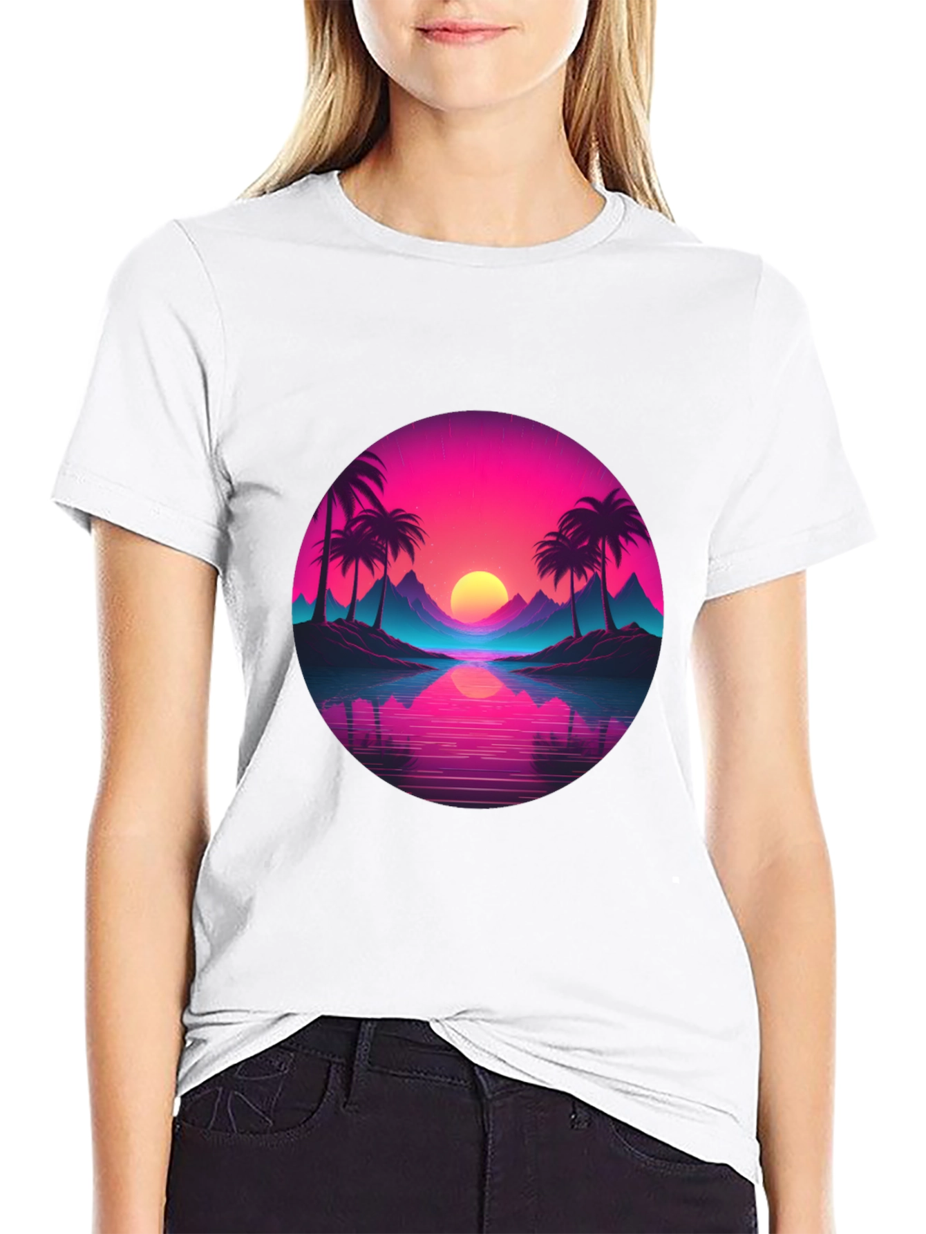 Retro Sunset Palm T-Shirt - Vibrant Graphic Tee