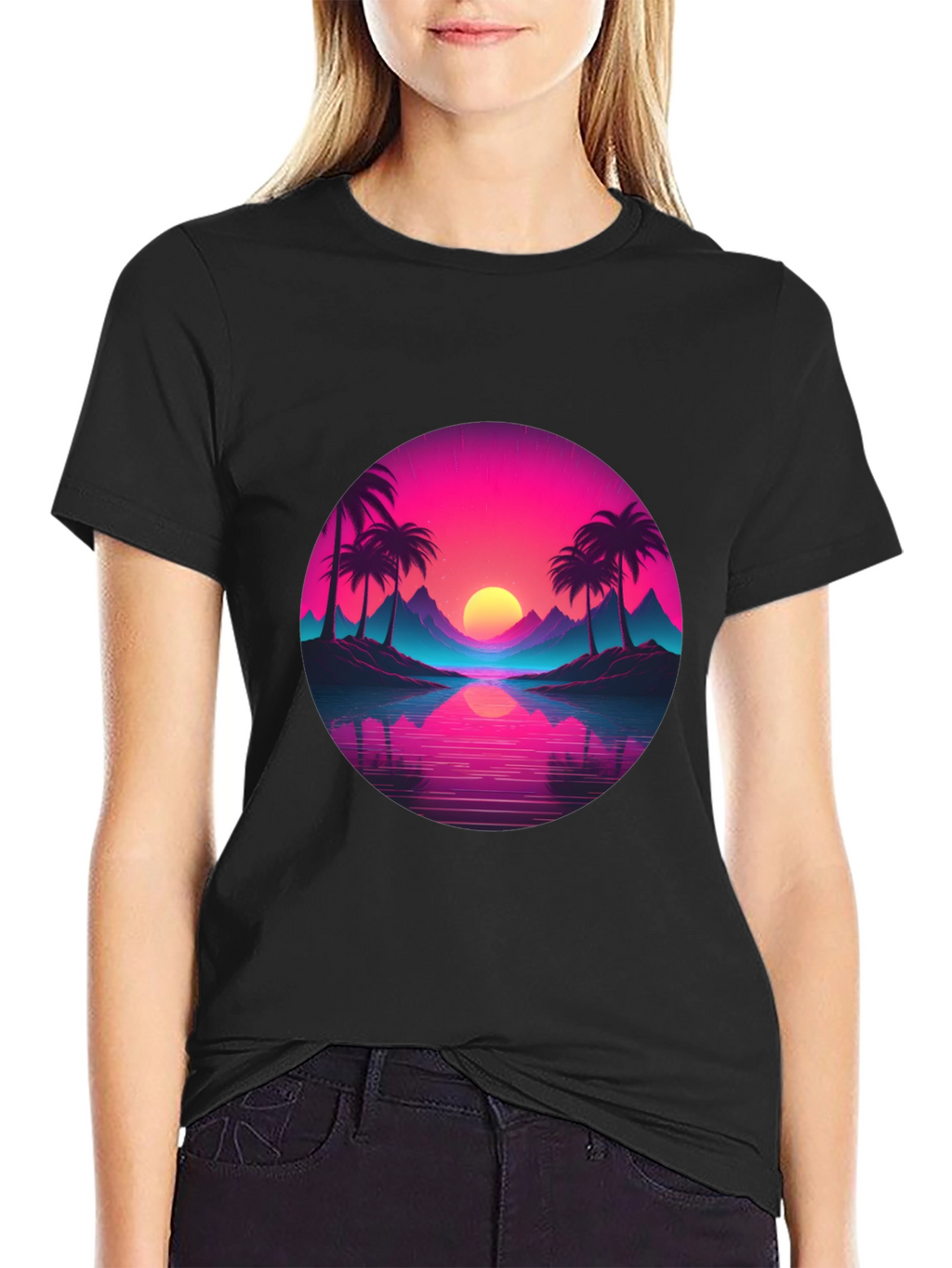 Retro Sunset Palm T-Shirt - Vibrant Graphic Tee