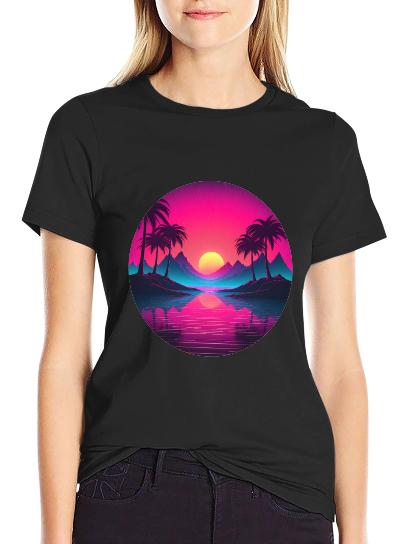 Retro Sunset Palm T-Shirt - Vibrant Graphic Tee