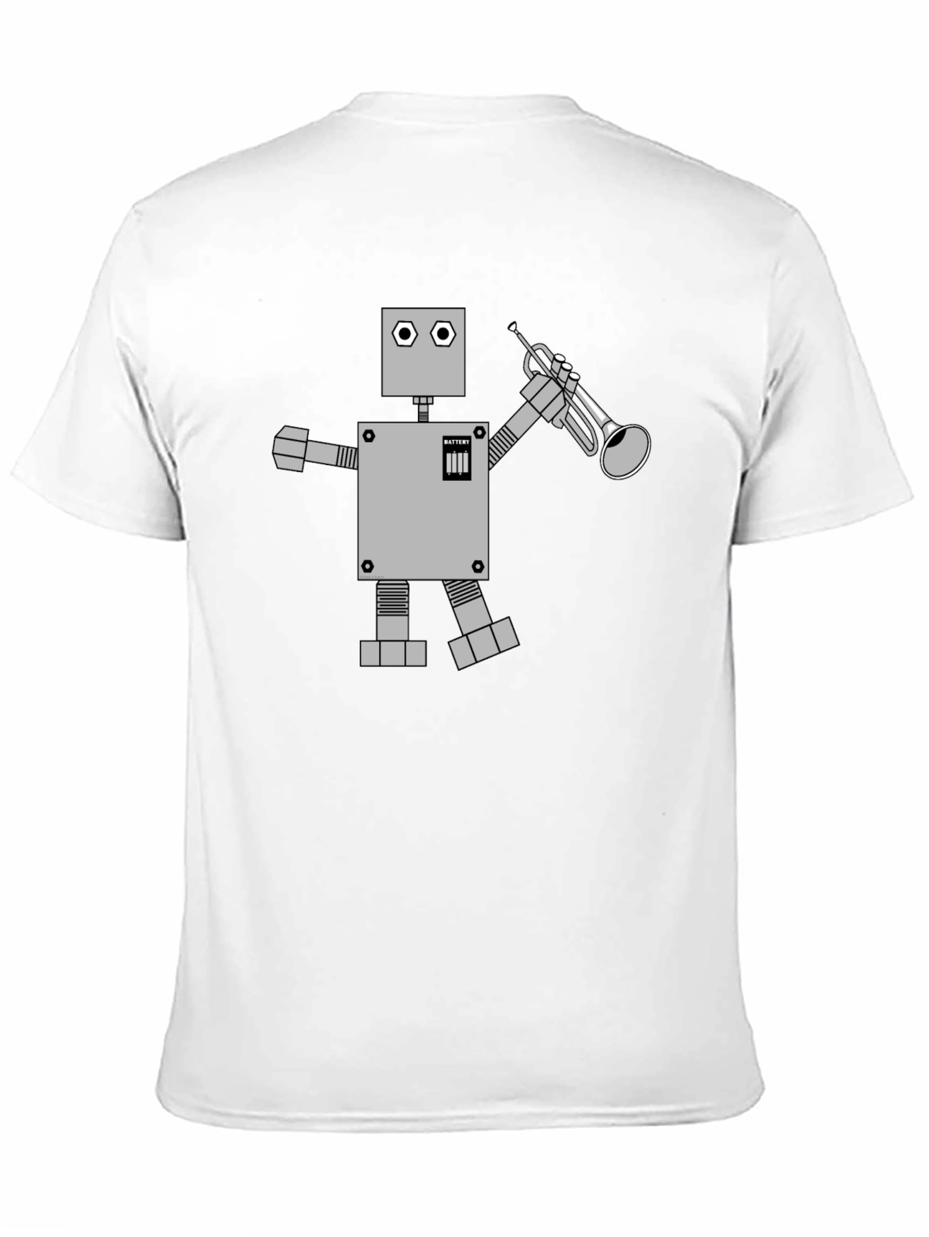 Robot Musician Graphic Tee - Black Cotton T-Shirt