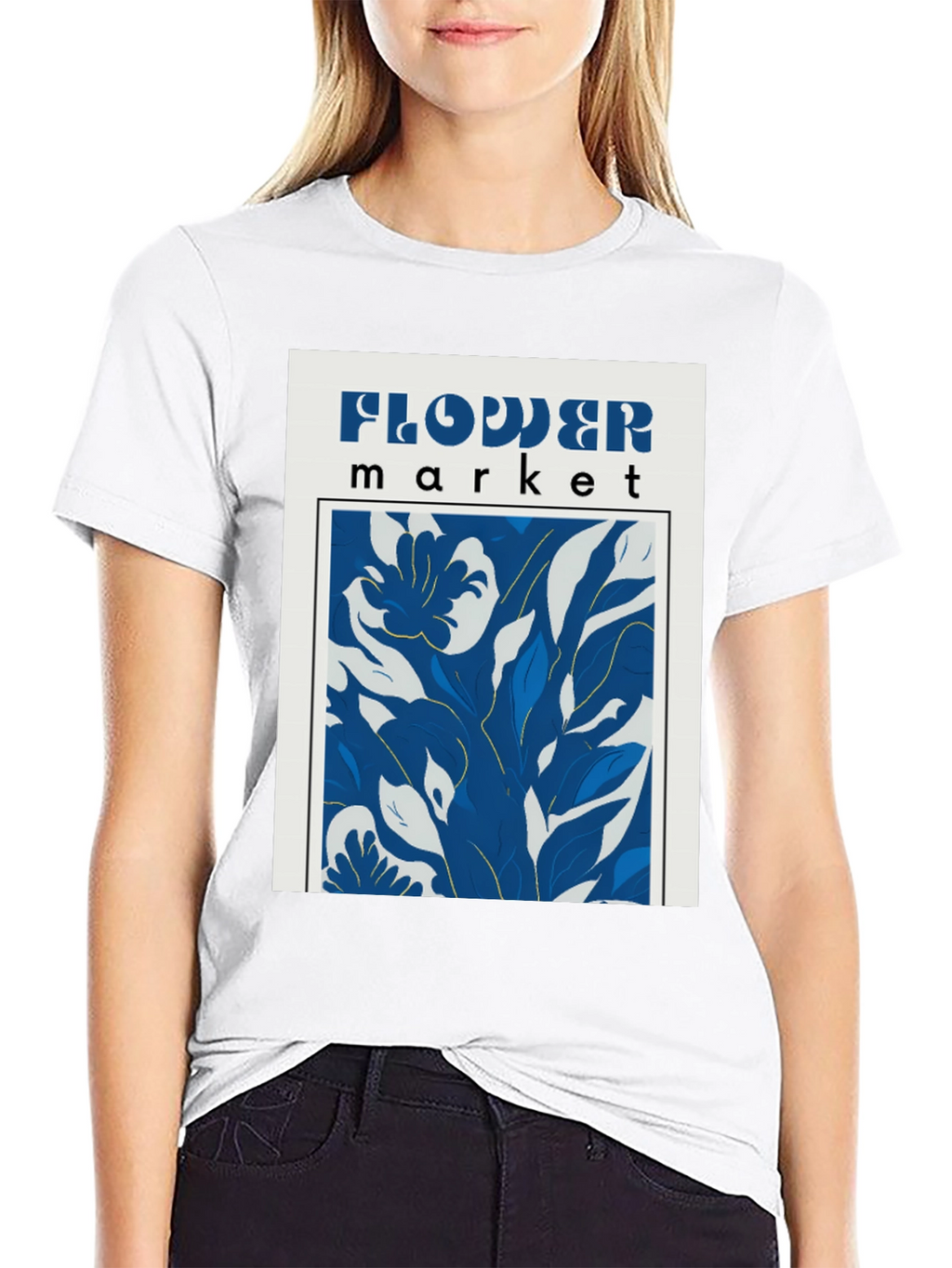 Flower Market Graphic Print Black T-Shirt