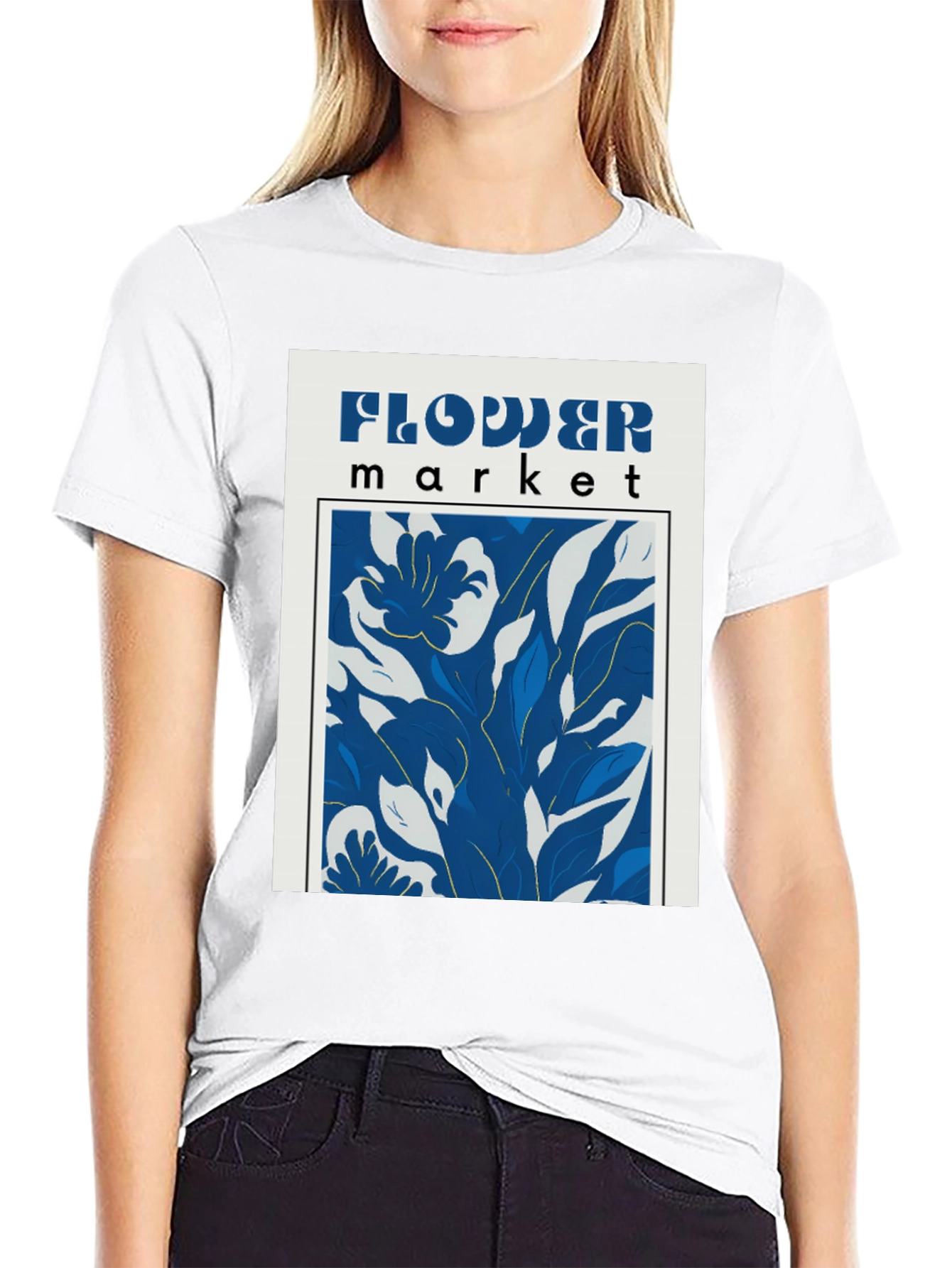 Flower Market Graphic Print Black T-Shirt