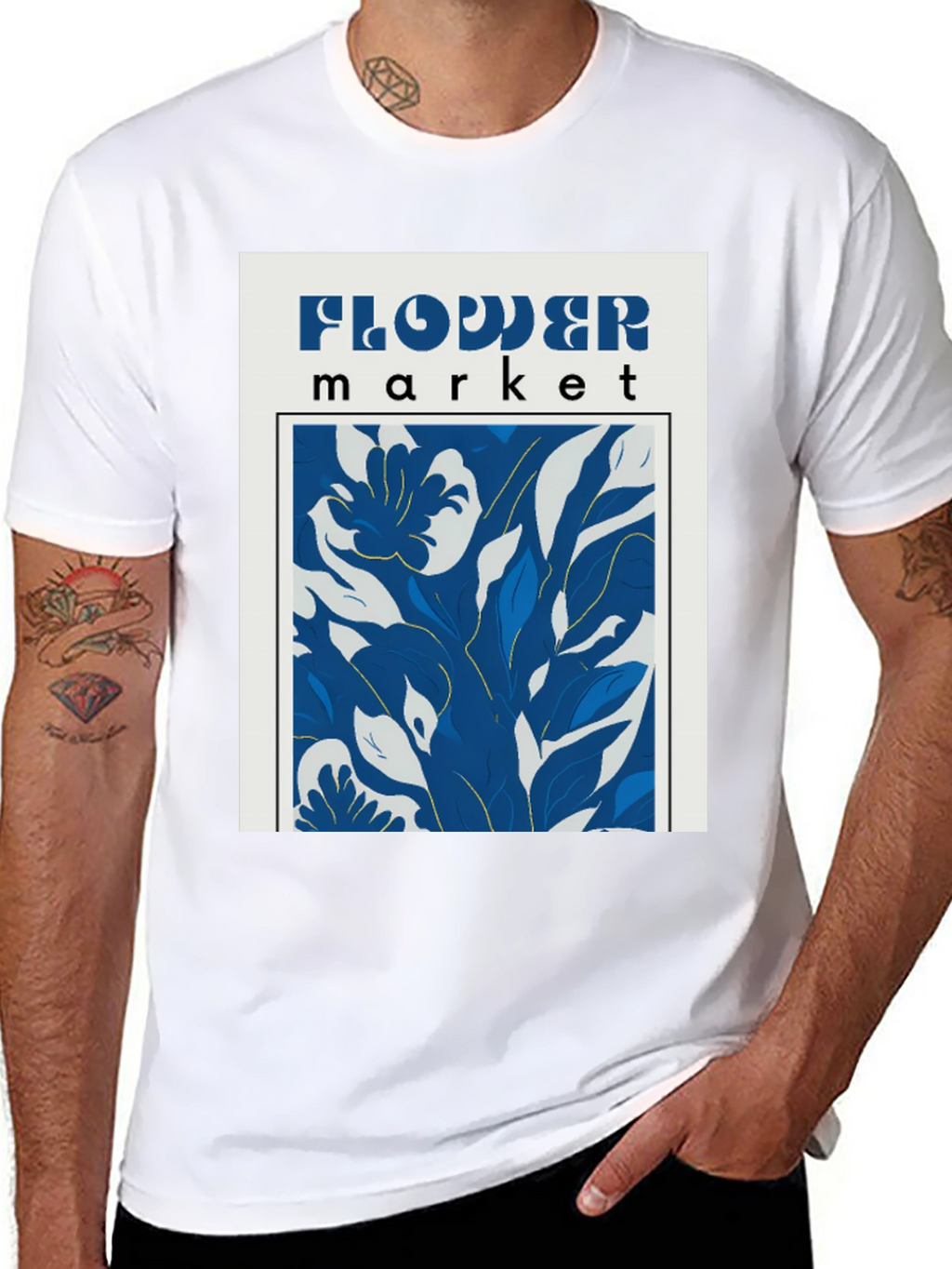 Flower Market Graphic Print Black T-Shirt