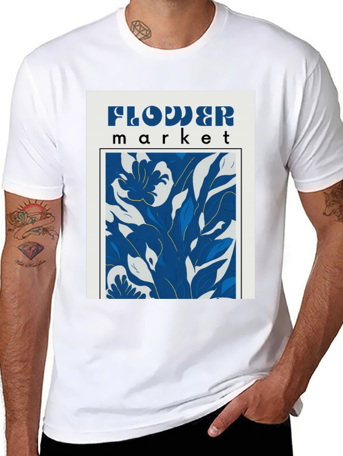 Flower Market Graphic Print Black T-Shirt