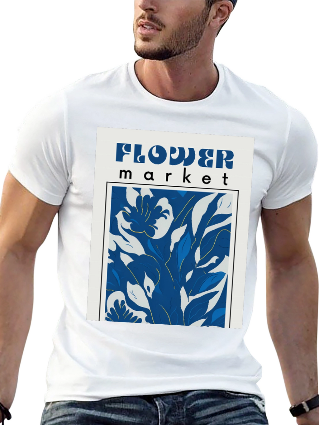 Flower Market Graphic Print Black T-Shirt