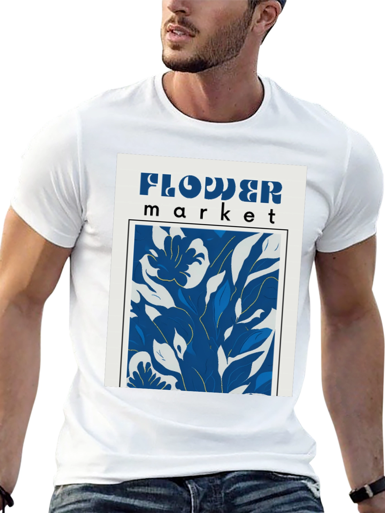 Flower Market Graphic Print Black T-Shirt