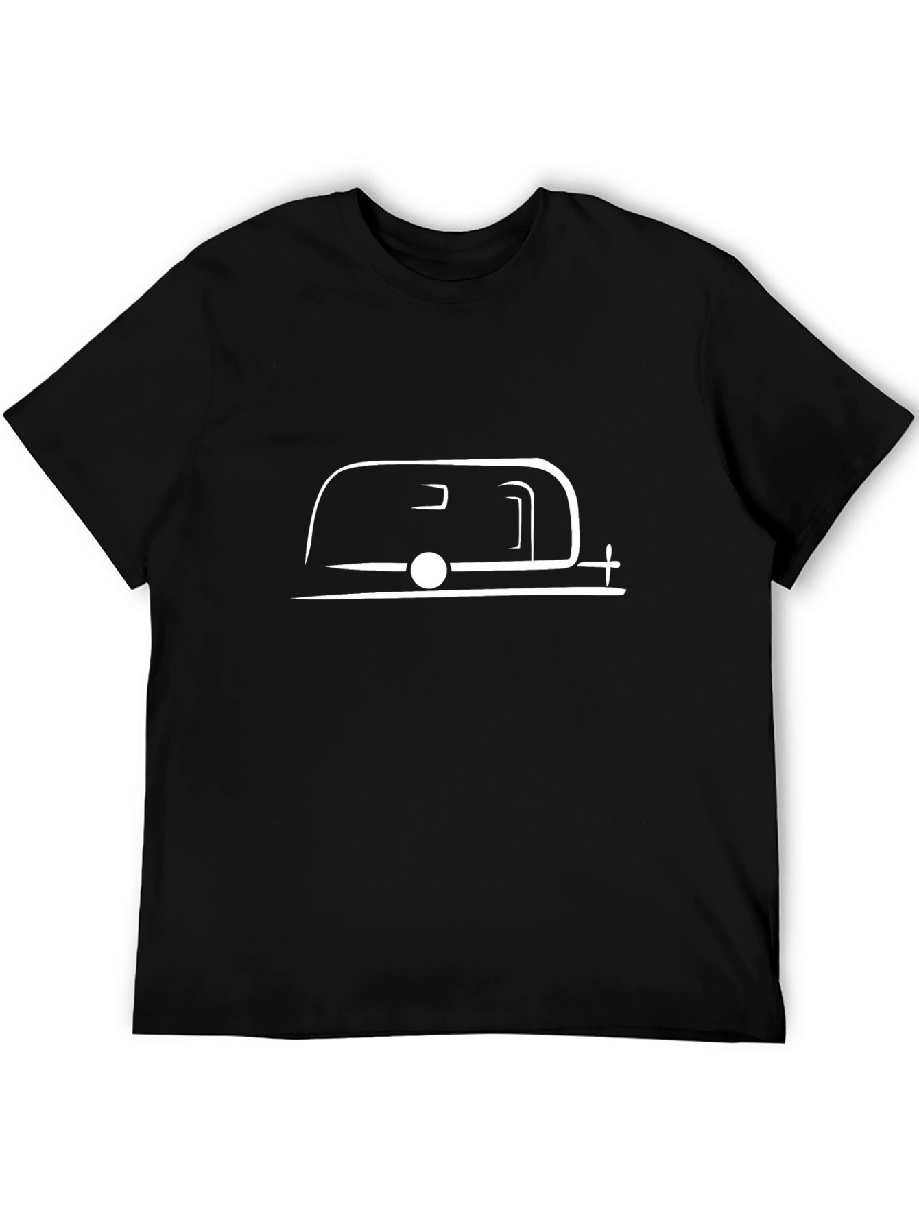 Retro Camper Graphic Tee - Black Cotton T-Shirt